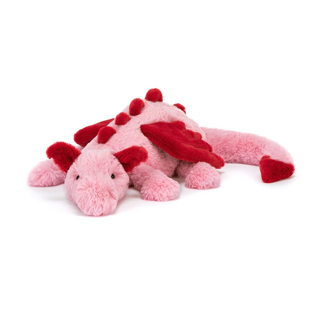 Jellycat Heart Dragon – 20-Inch Pink & Red Plush Toy, Large & Cuddly