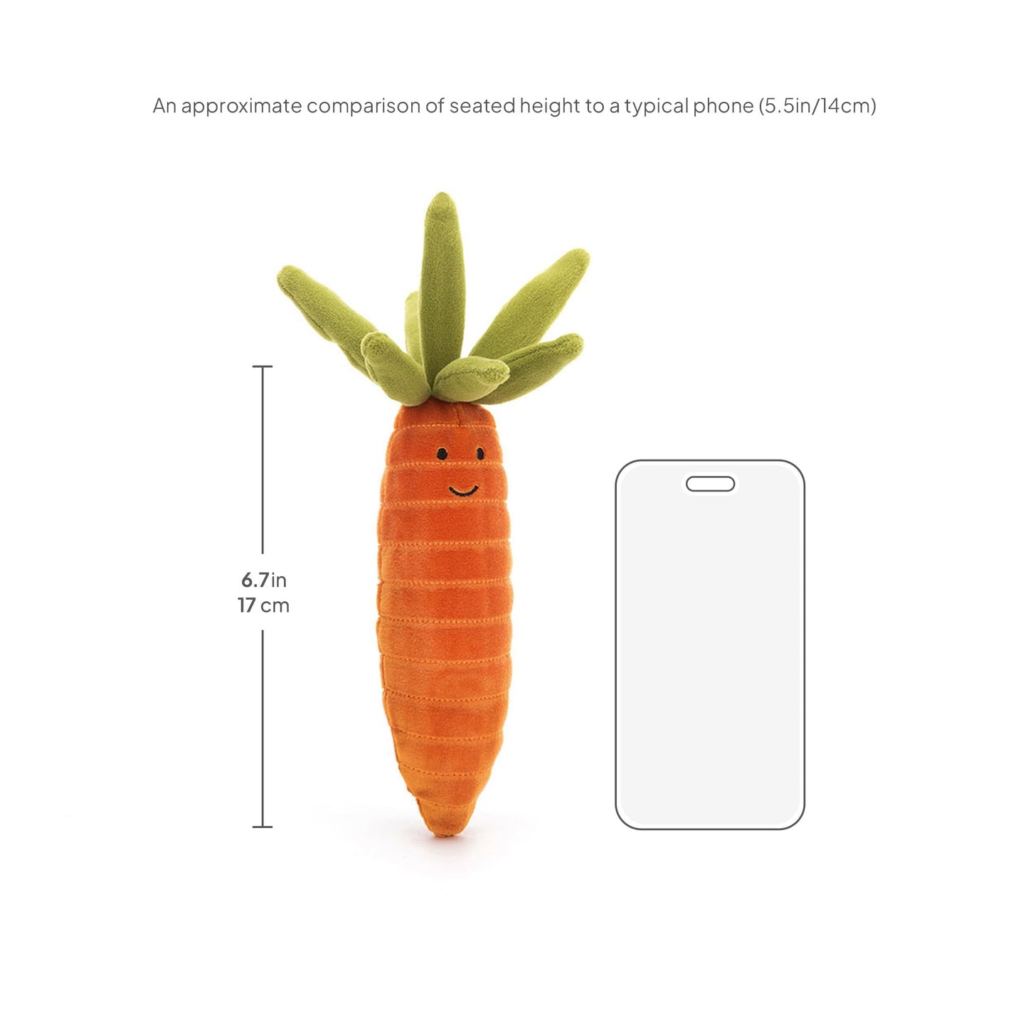 Jellycat Vivacious Vegetable Carrot Stuffed Toy – 6.7-Inch Plush Veggie Gift