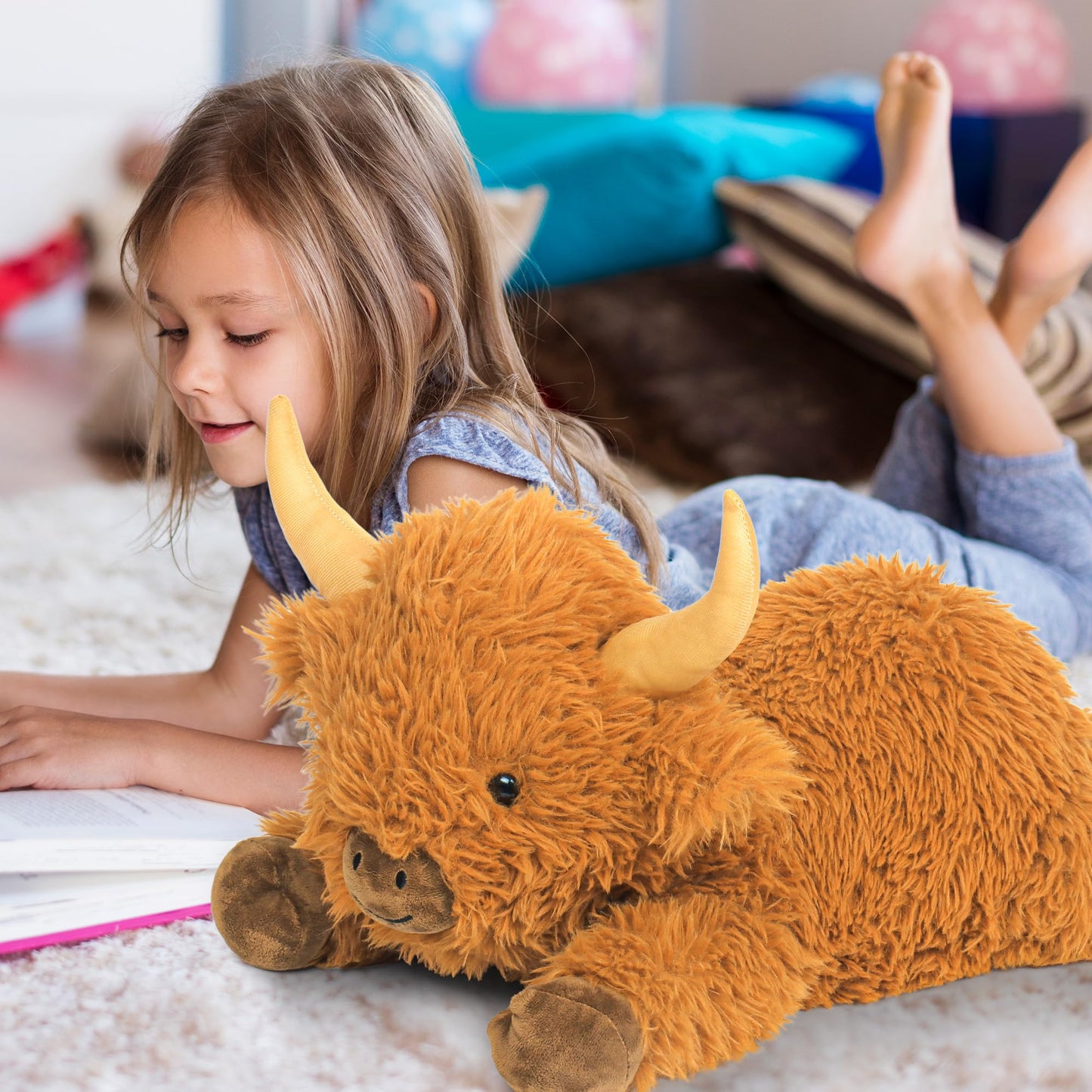 JellyMallow Highland Cow Weighted Plush – 22-Inch, 5 lb Huggable Stuffed Animal