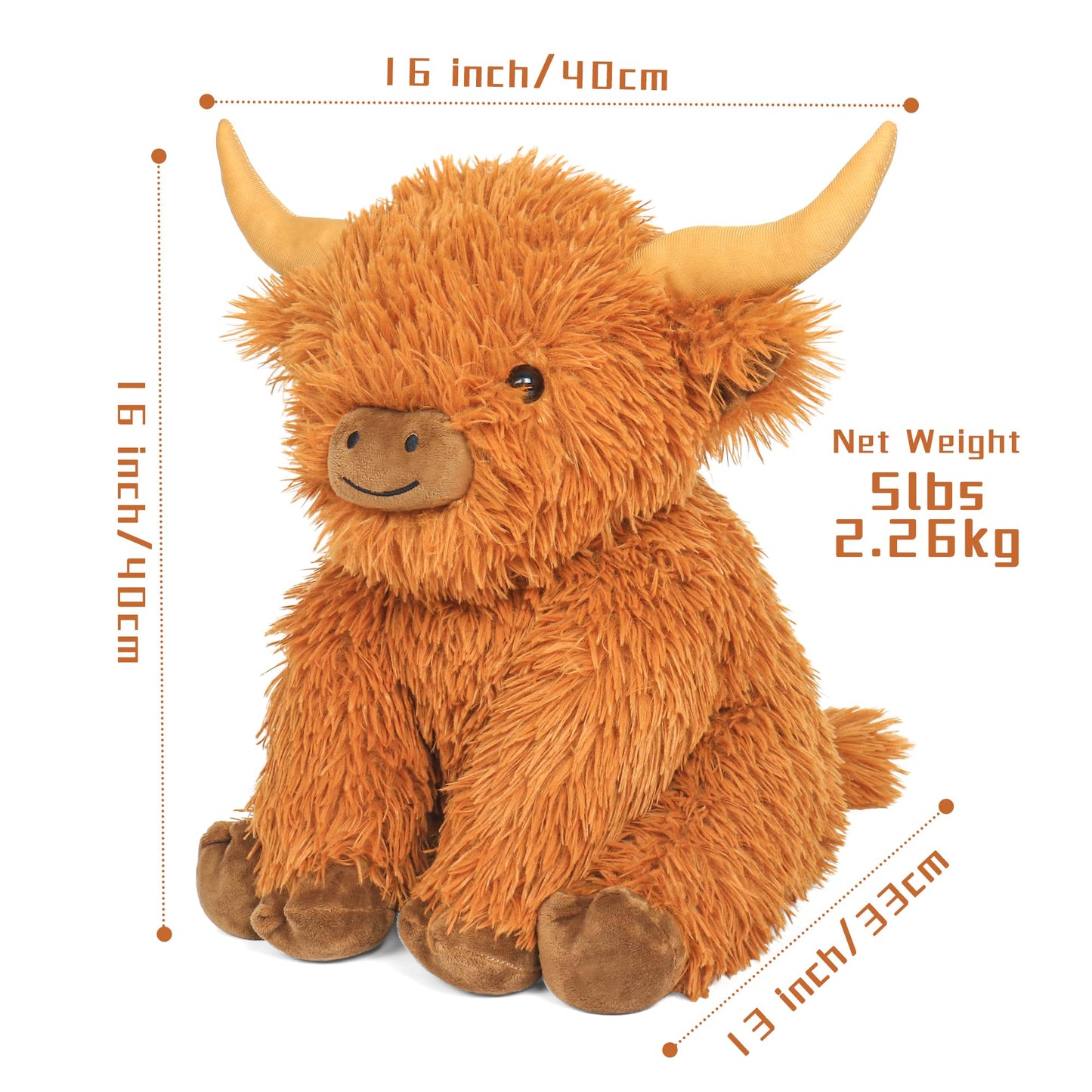 JellyMallow Highland Cow Weighted Plush – 5 lb, 16-inch Jumbo Cow Toy
