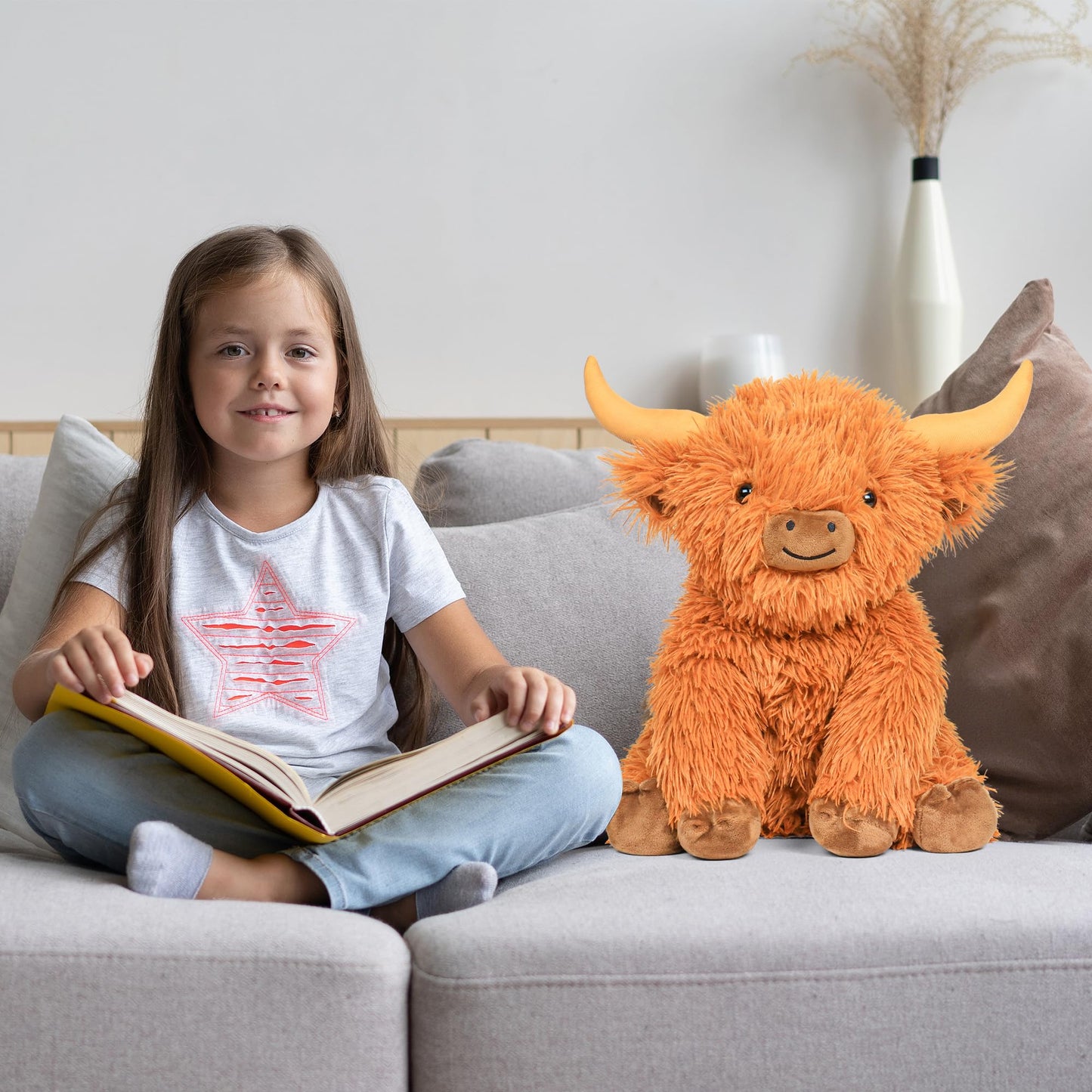 JellyMallow Highland Cow Weighted Plush – 5 lb, 16-inch Jumbo Cow Toy