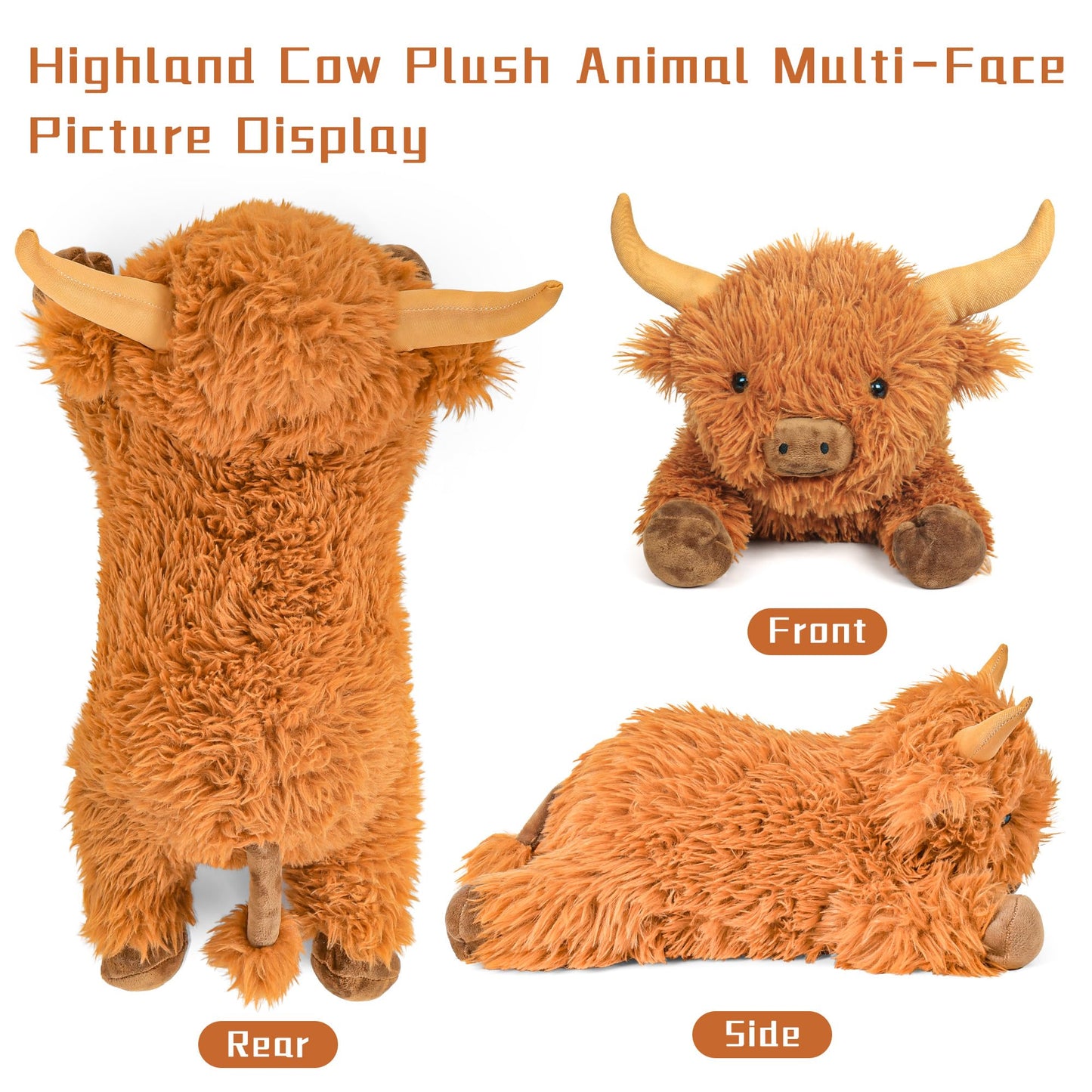JellyMallow Highland Cow Weighted Plush – 22-Inch, 5 lb Huggable Stuffed Animal