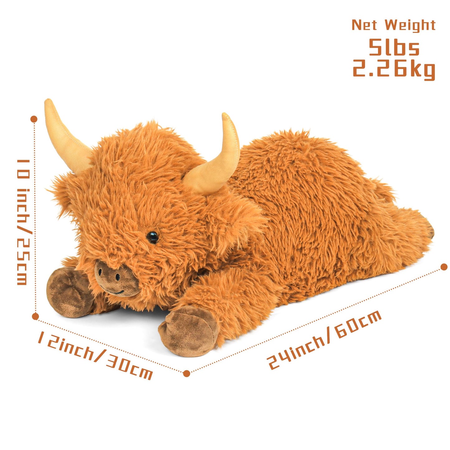 JellyMallow Highland Cow Weighted Plush – 22-Inch, 5 lb Huggable Stuffed Animal