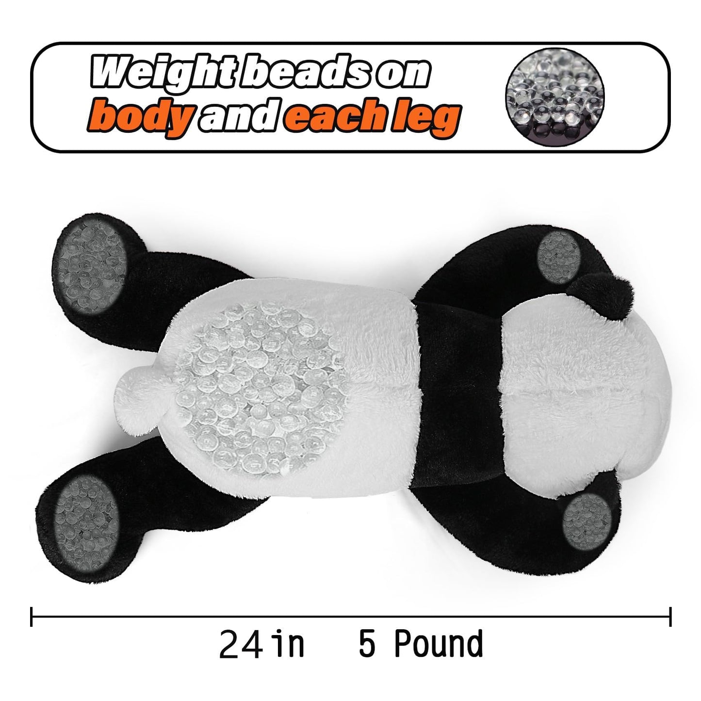 JellyMallow Panda Weighted Plush Pillow – 5lbs, 24-Inch Giant Plush
