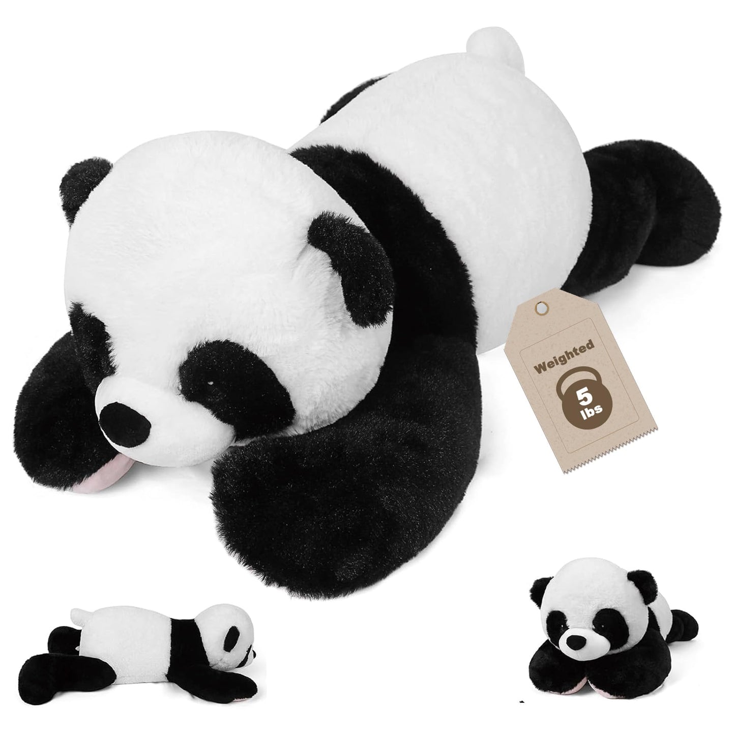 JellyMallow Panda Weighted Plush Pillow – 5lbs, 24-Inch Giant Plush