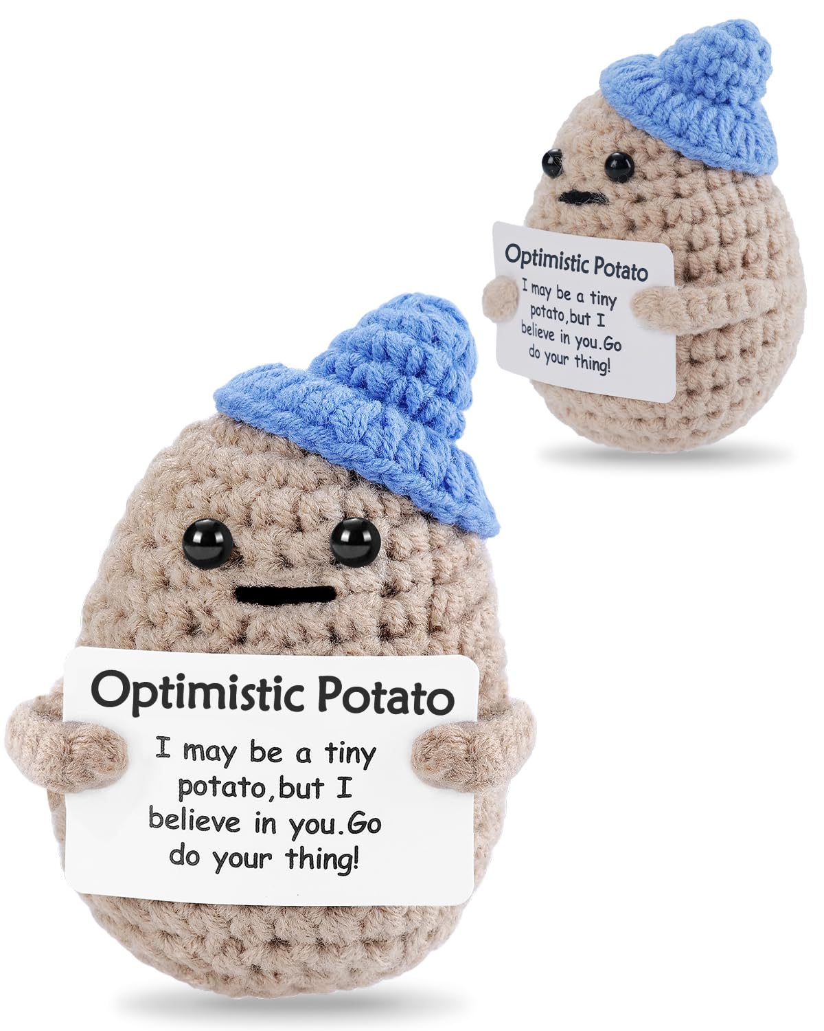 JELUTAR Mini Funny Potato – 3-Inch Knitted Doll with Card for Cheer Up Gifts & Party Decor