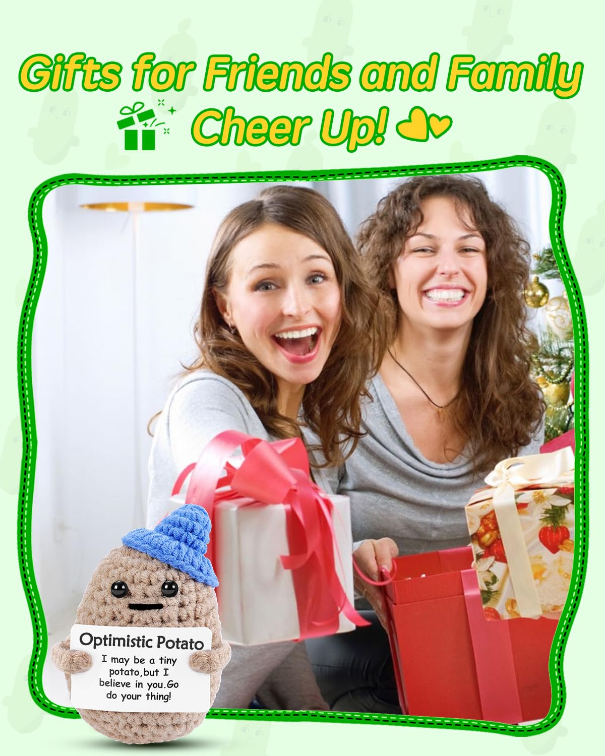 JELUTAR Mini Funny Potato – 3-Inch Knitted Doll with Card for Cheer Up Gifts & Party Decor