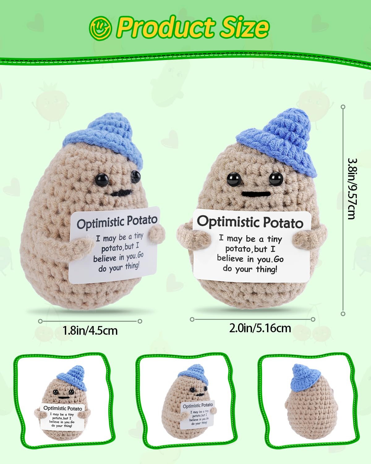 JELUTAR Mini Funny Potato – 3-Inch Knitted Doll with Card for Cheer Up Gifts & Party Decor
