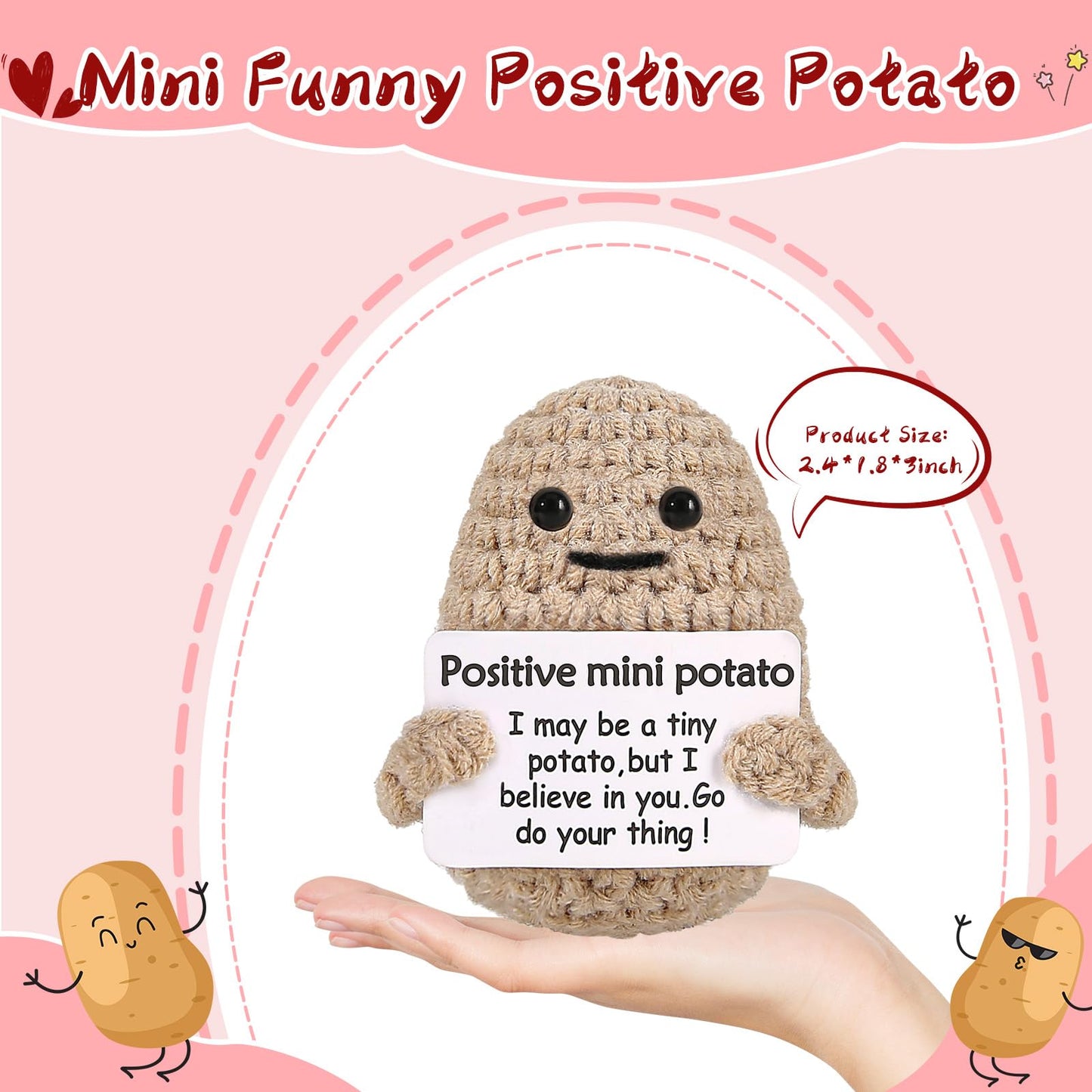 JELUTAR Inspirational Crochet Potato Gift — Positive Words for Women, Men, Friends