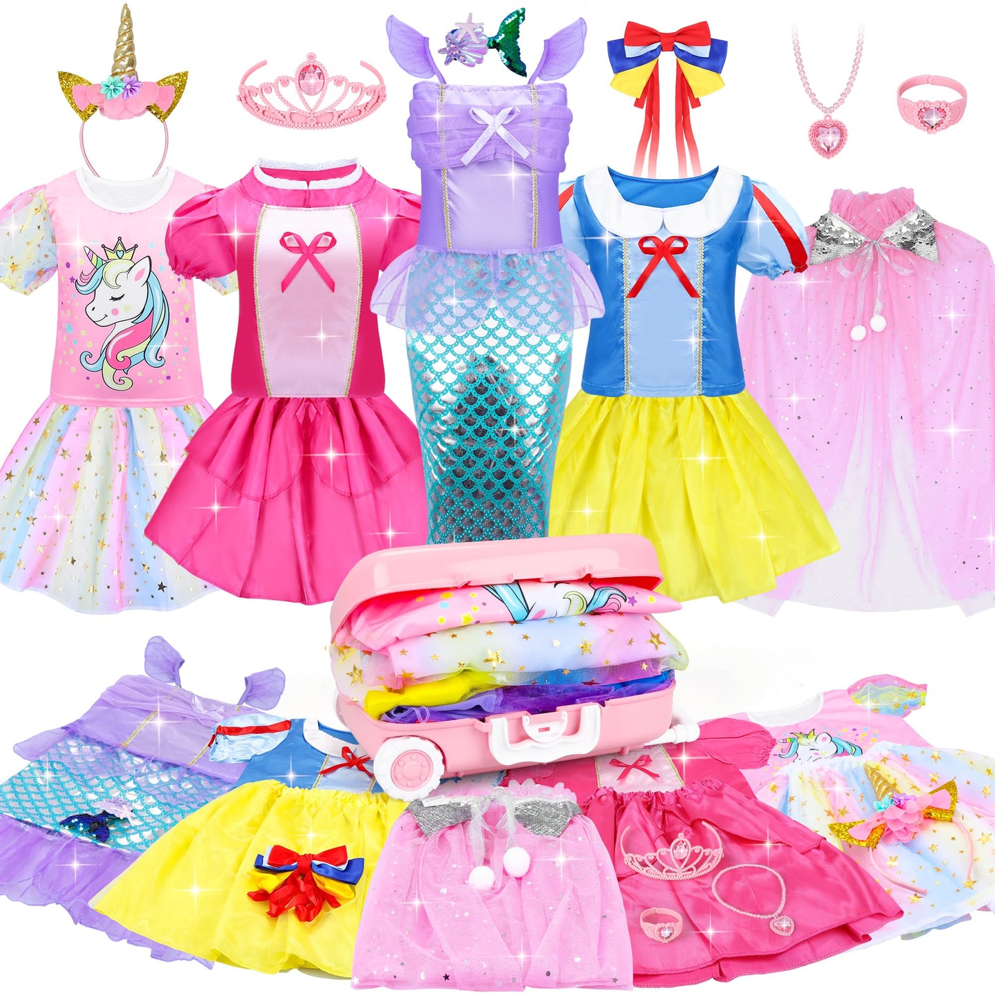 JEMSHE 15-Piece Princess Dress Up Set for Girls (Ages 3–8) | Magical Role-Play Costumes