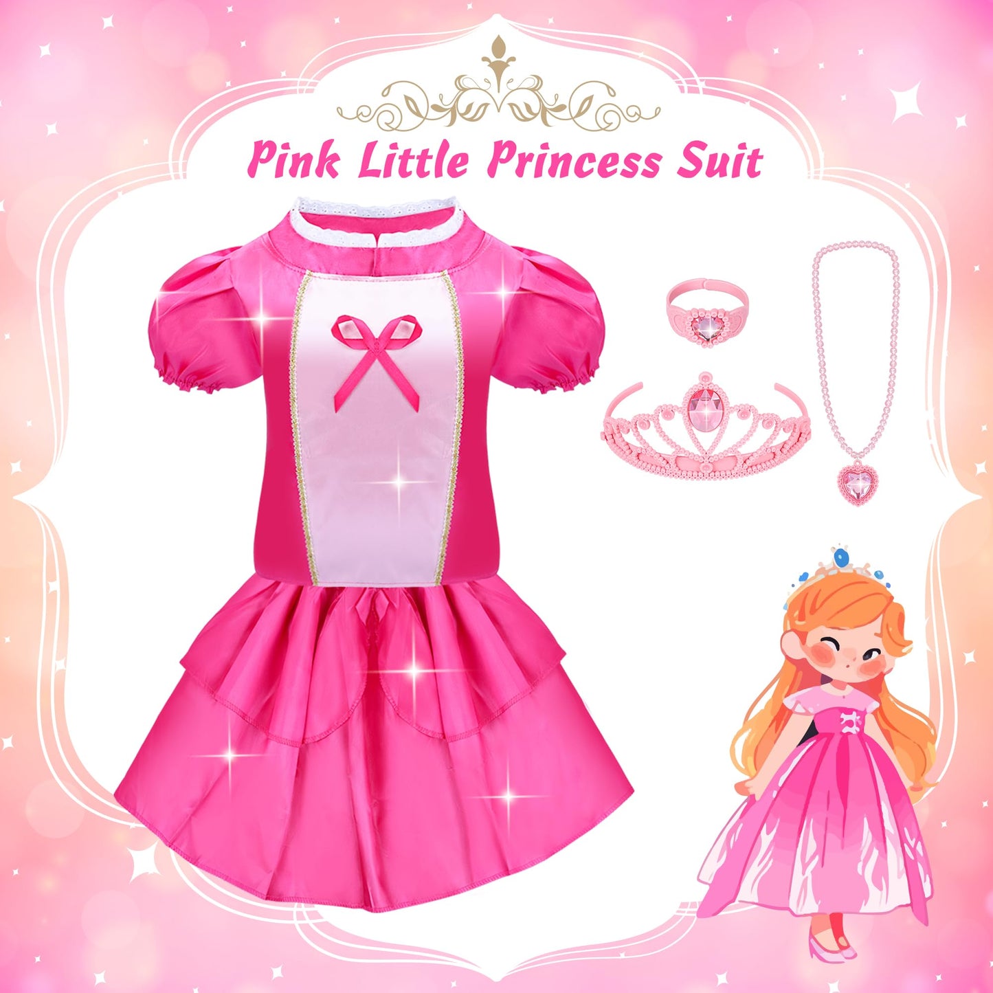 JEMSHE 15-Piece Princess Dress Up Set for Girls (Ages 3–8) | Magical Role-Play Costumes