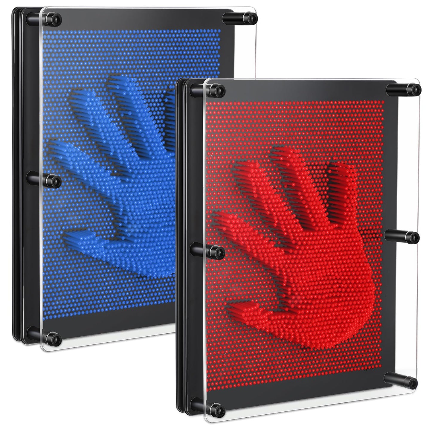 Jenaai 2 Pack Extra Large 3D Pin Art Board Toy 10x8 in – Sensory Fidget & Desk Decor (Red & Blue)