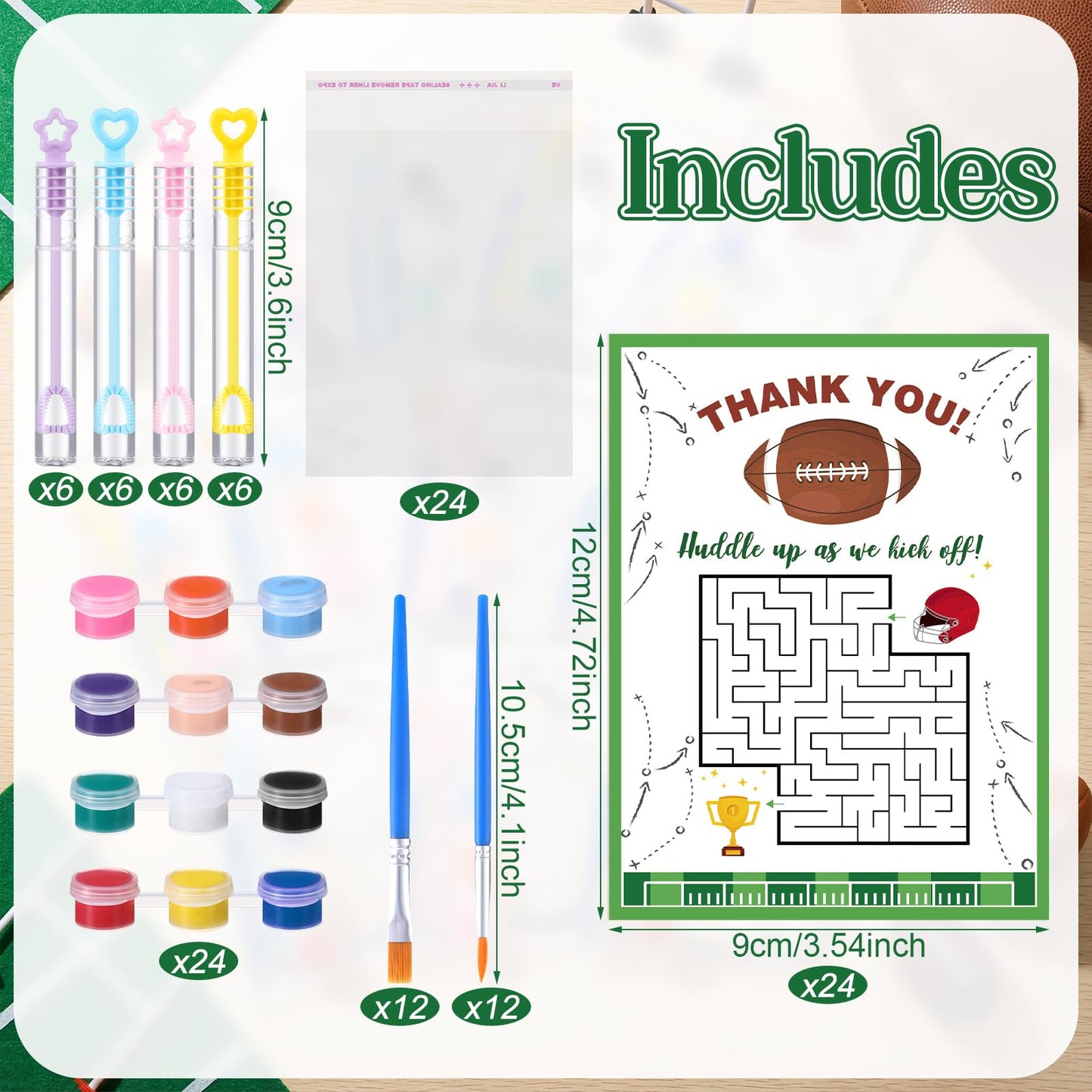 Jenaai 24-Set Wood Football Painting Craft Kit - Soccer Party Favors