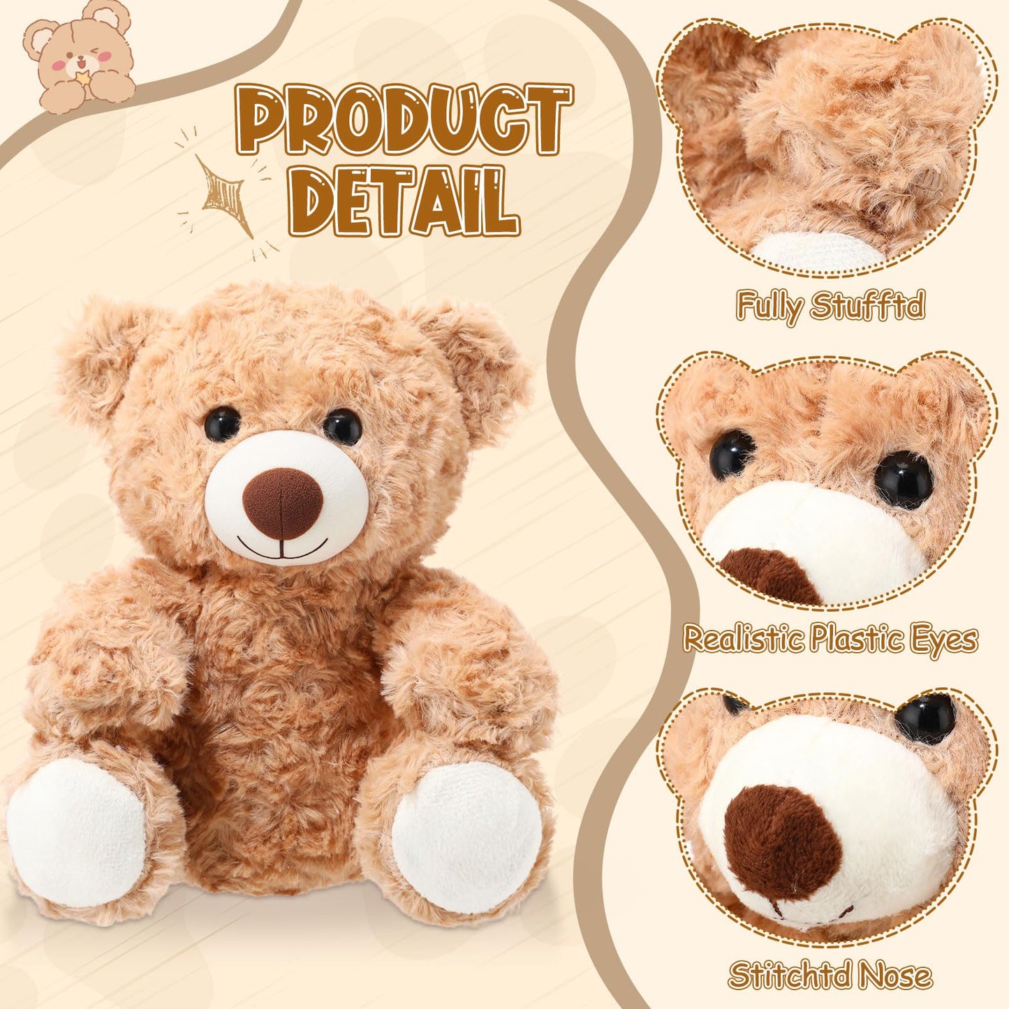 Jenaai 12 Pcs Bears Bulk – 10'' Plush Bears for Baby Showers, Parties & Gifts