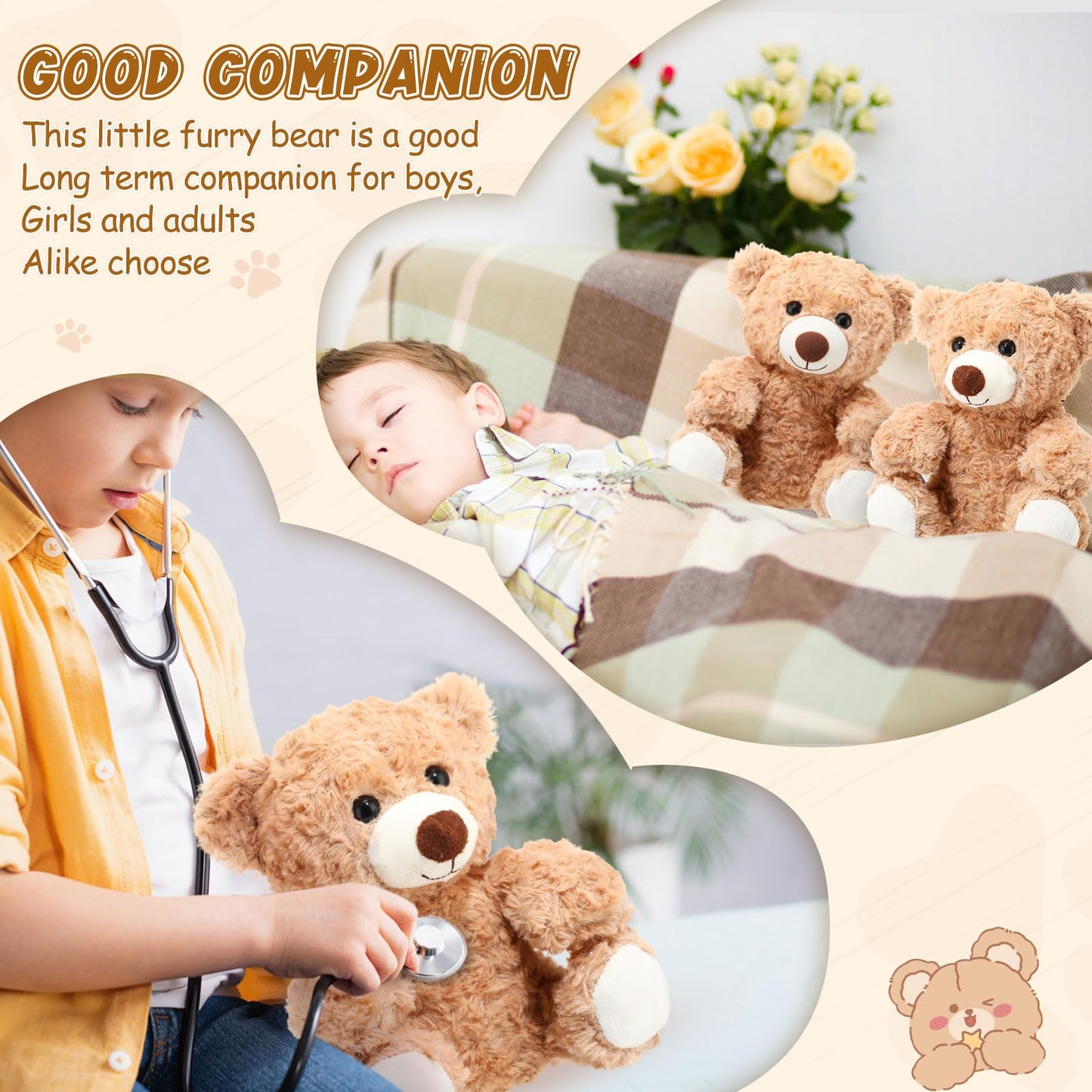 Jenaai 12 Pcs Bears Bulk – 10'' Plush Bears for Baby Showers, Parties & Gifts