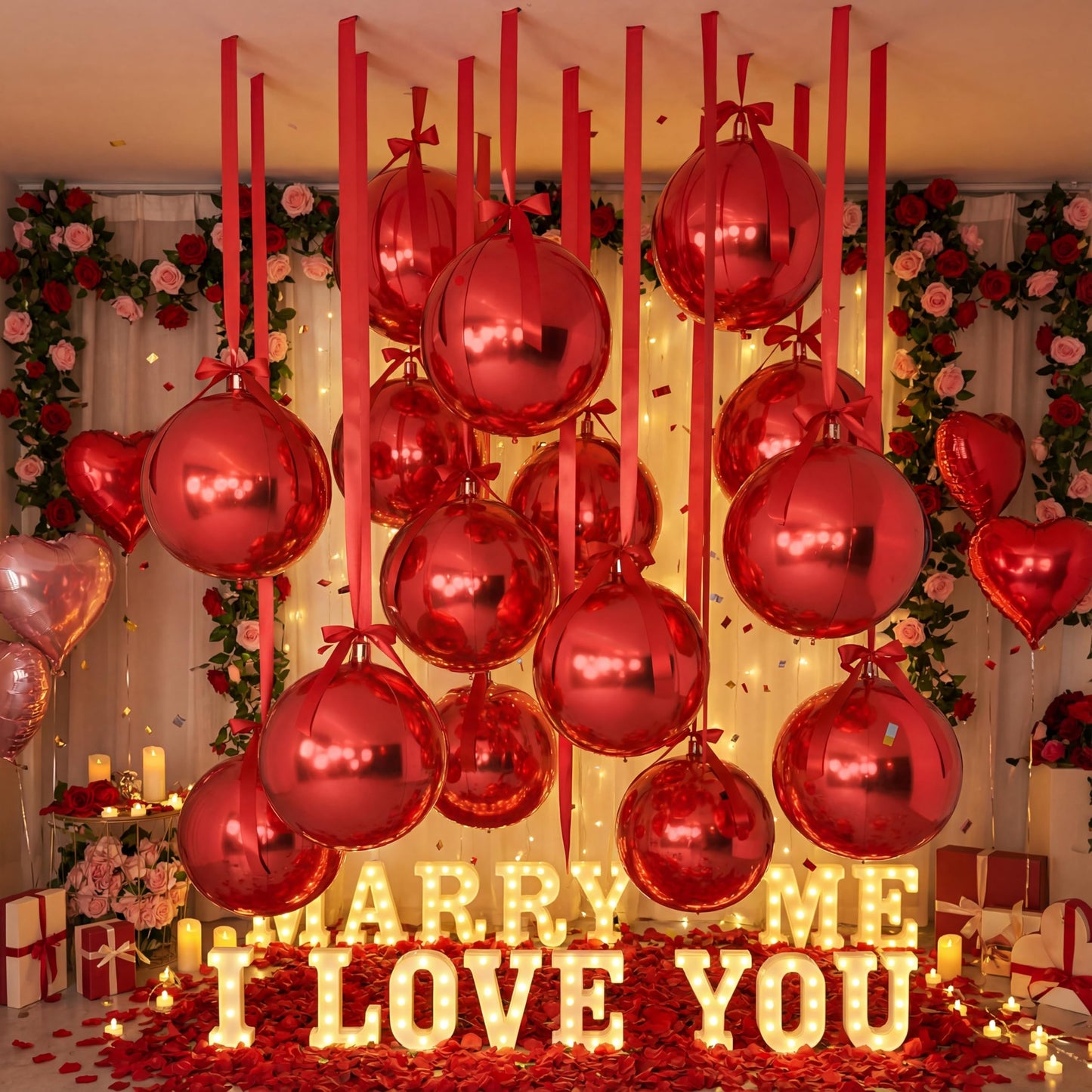 Jenaai 30-Piece 22-Inch Red 4D Round Foil Balloons with Satin Bows – Giant Party Decor for Valentine’s Day, Weddings & More