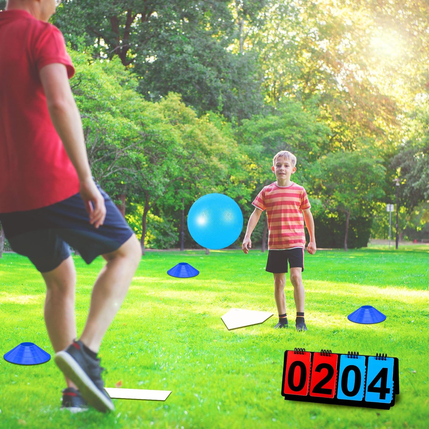Jenaai 18-Piece Kickball Set | 10-Inch Playground Ball, Bases, Pump, Scoreboard & Cones