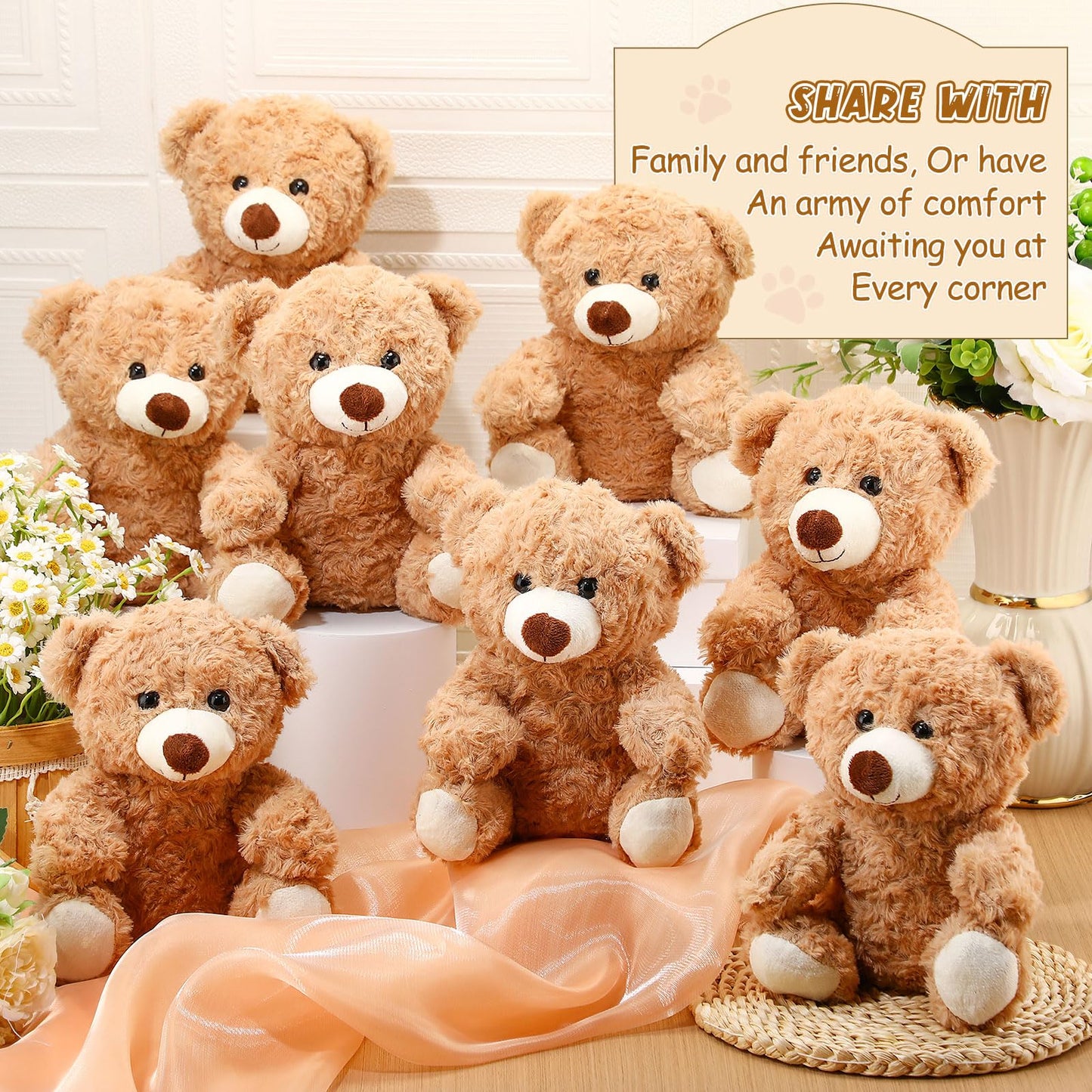 Jenaai 12 Pcs Bears Bulk – 10'' Plush Bears for Baby Showers, Parties & Gifts