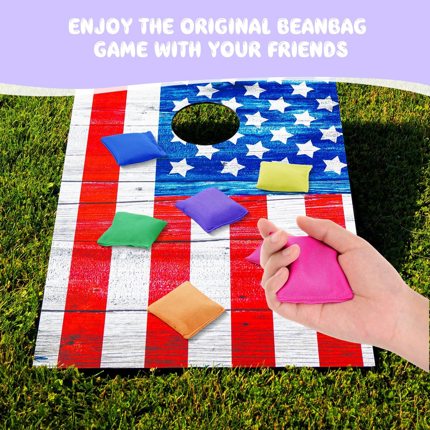 Jenaai 48 Pcs Nylon Bean Bags – Colorful 2.6-Inch Tossing Bags (Bright Color)
