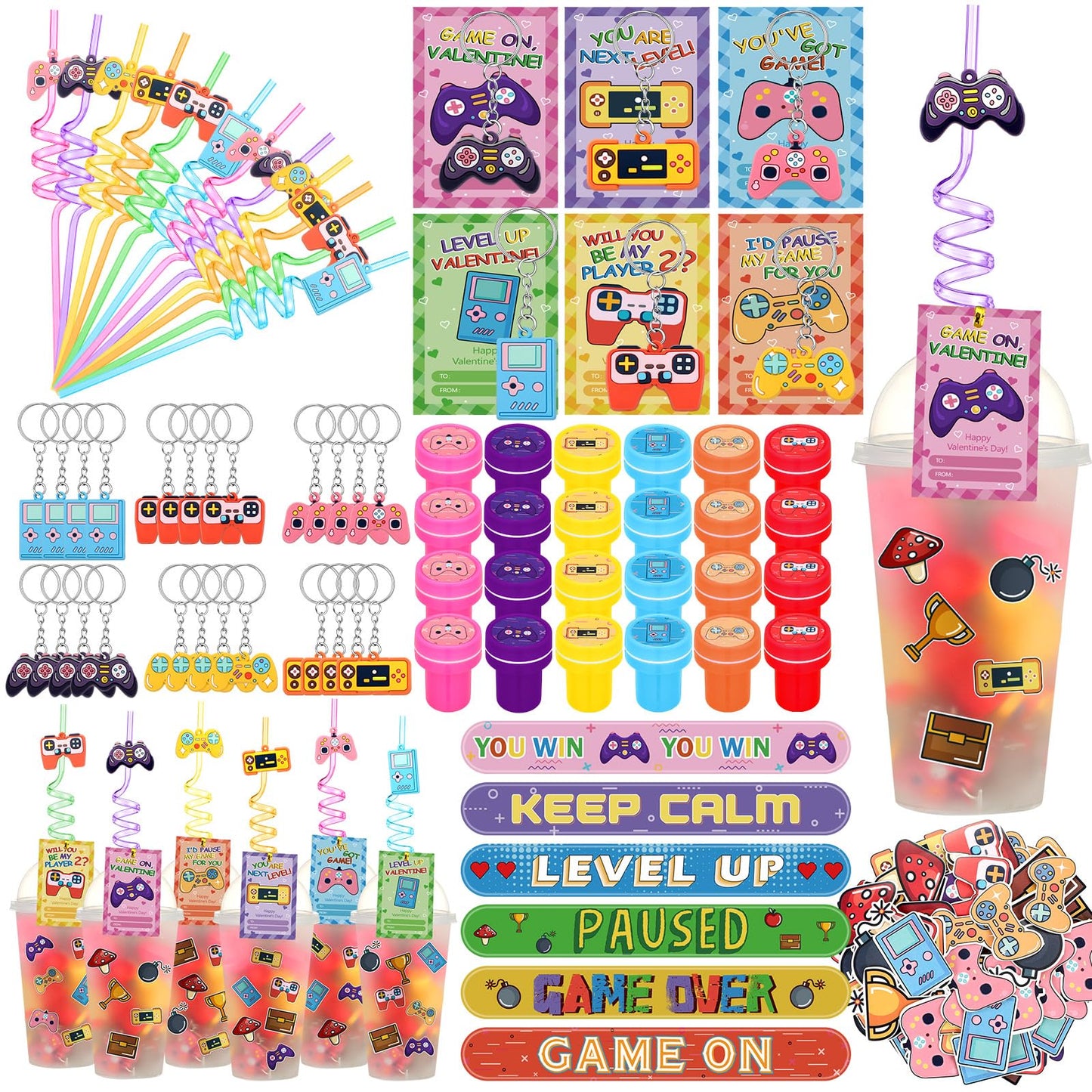 Jenaai 268-Pcs Valentines Day Gifts for Kids – Classroom Favors, Game Cards, Cups & More
