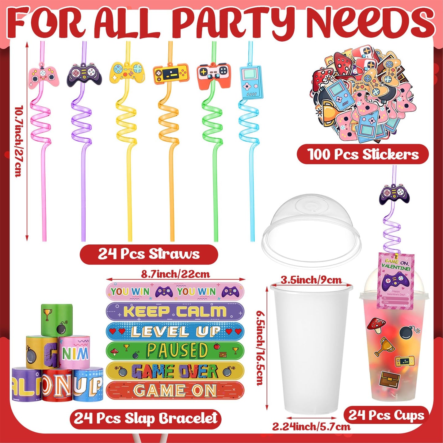 Jenaai 268-Pcs Valentines Day Gifts for Kids – Classroom Favors, Game Cards, Cups & More