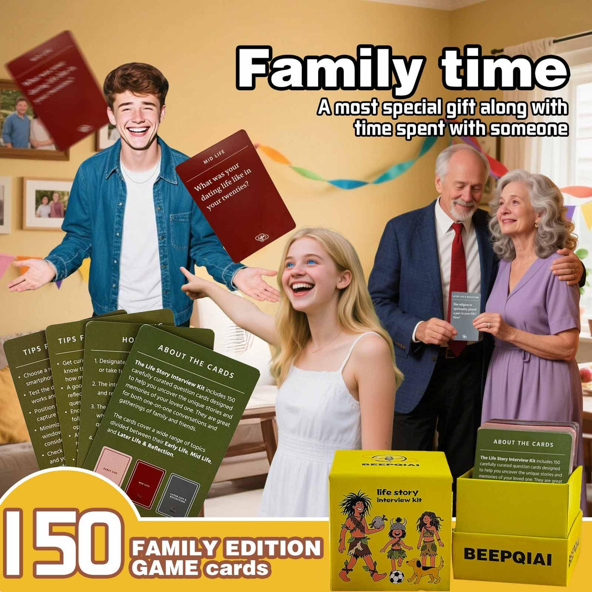 Jendfert BHTPOK 150 Life Story Interview Kit - Family Edition Conversation Cards