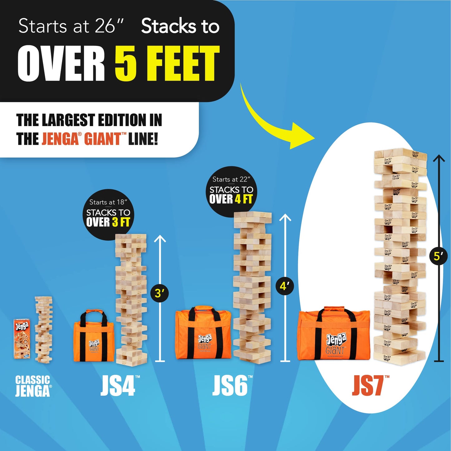 Jenga GIANT JS7 - Hardwood Blocks, Officially Licensed, Over 5 Ft Tall