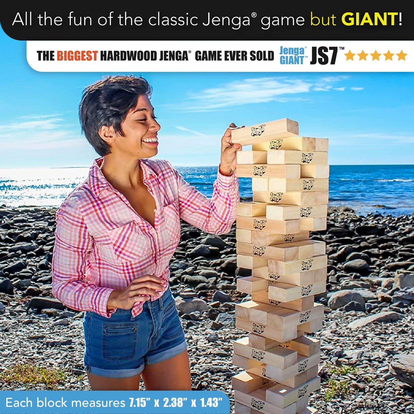 Jenga GIANT JS7 - Hardwood Blocks, Officially Licensed, Over 5 Ft Tall