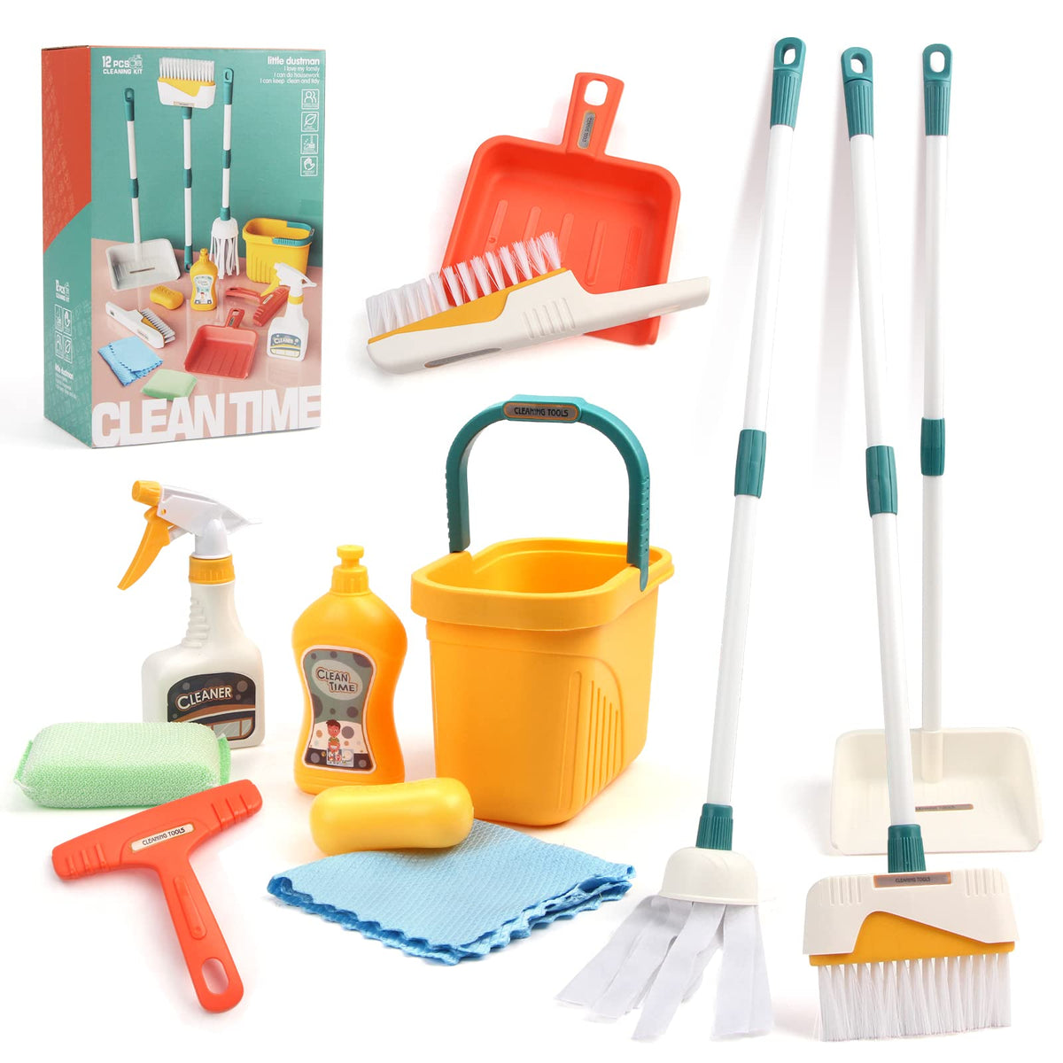 Jenilily Detachable Cleaning Toy Set for Kids — 12-Piece STEM Pretend Play Kit