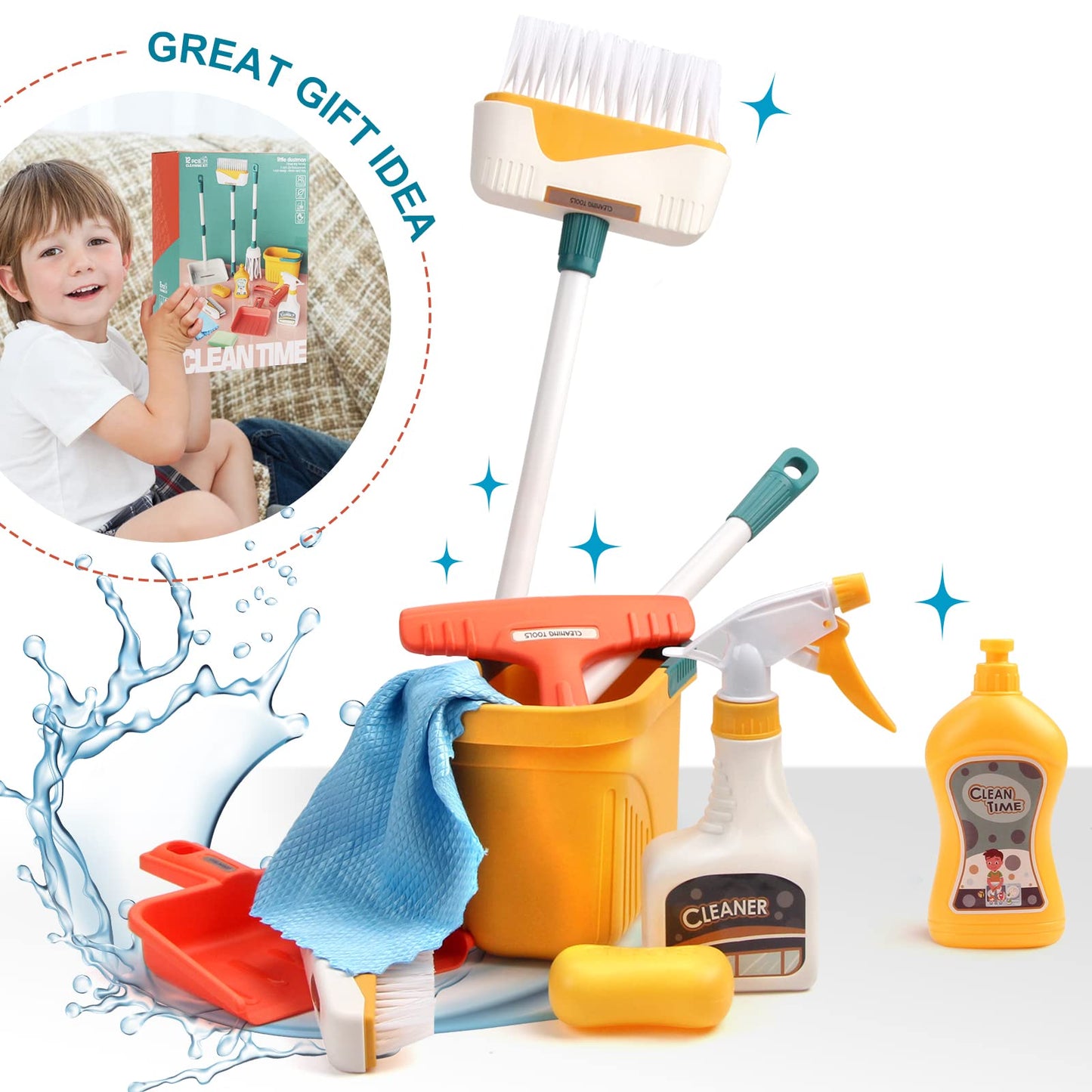 Jenilily Detachable Cleaning Toy Set for Kids — 12-Piece STEM Pretend Play Kit
