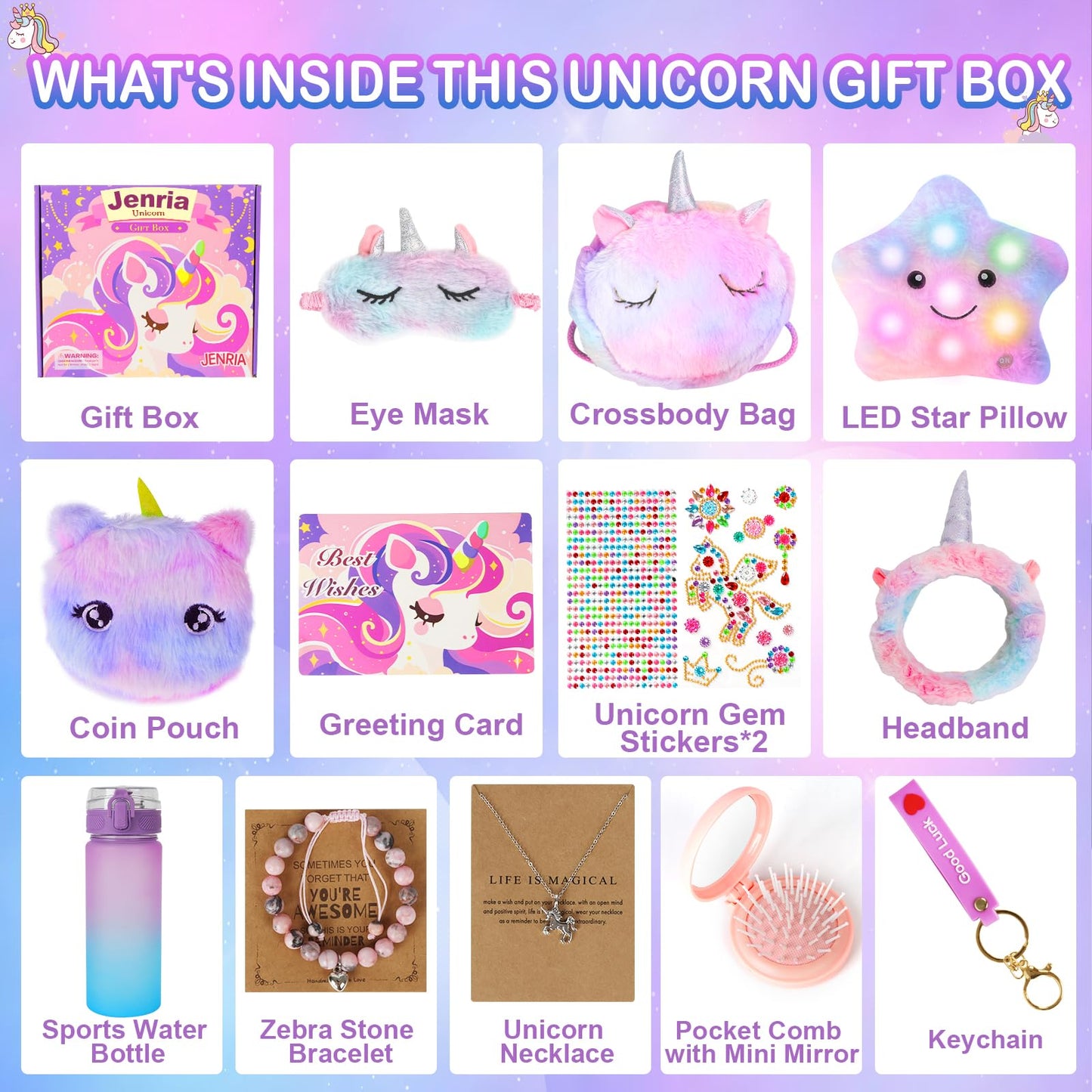 Jenria Unicorn Gift Set for Girls – Valentines Day & Birthday Toys