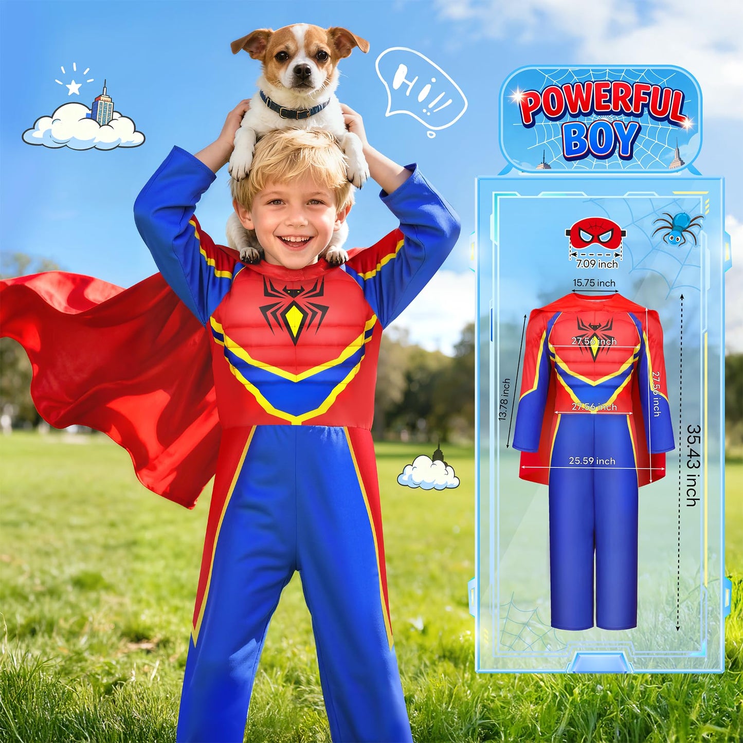 Jeowoqao 4-in-1 Kids Costume Set: Police & Fireman Muscle Chest (3–6)