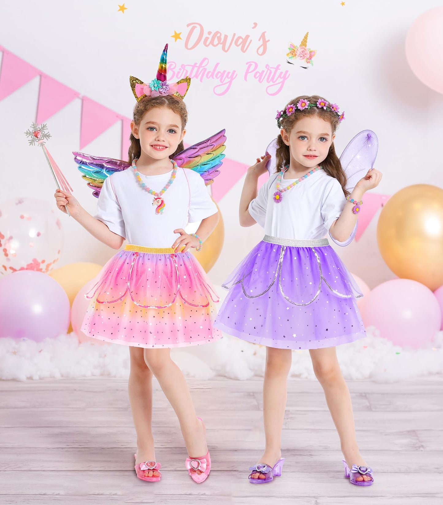 Jeowoqao Kids Princess Dress Up Set - 6-Piece Pretend Play Costume for Girls Aged 3-6