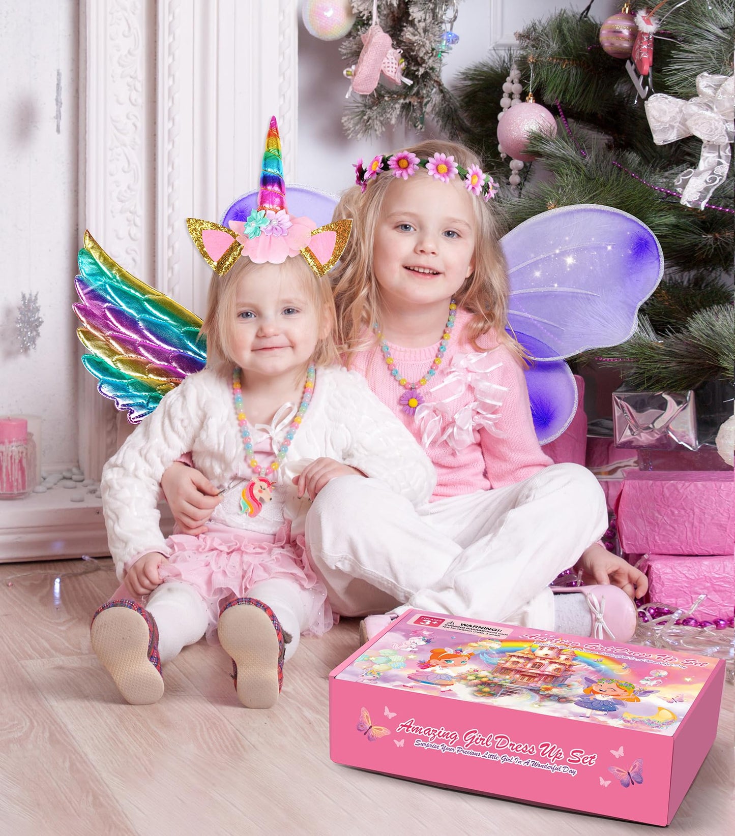 Jeowoqao Kids Princess Dress Up Set - 6-Piece Pretend Play Costume for Girls Aged 3-6