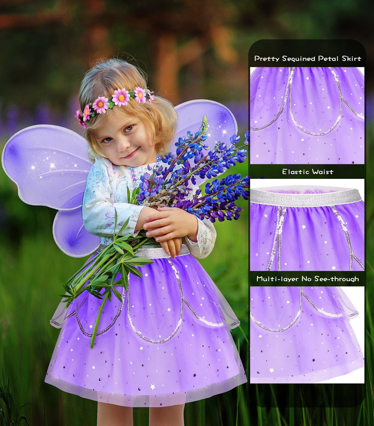 Jeowoqao Kids Princess Dress Up Set - 6-Piece Pretend Play Costume for Girls Aged 3-6