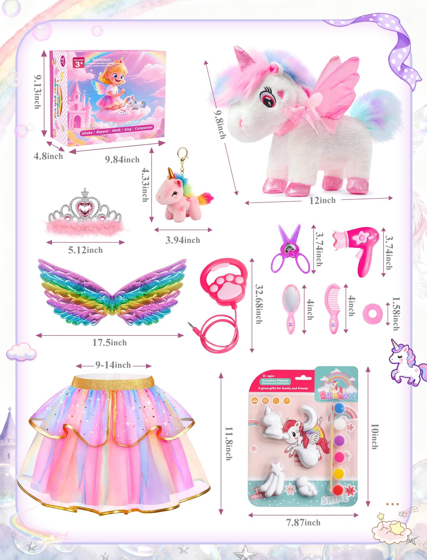 Jeowoqao Unicorn Toys for Girls 4-6 — Interactive Walking, Singing Plush with Painting Kit