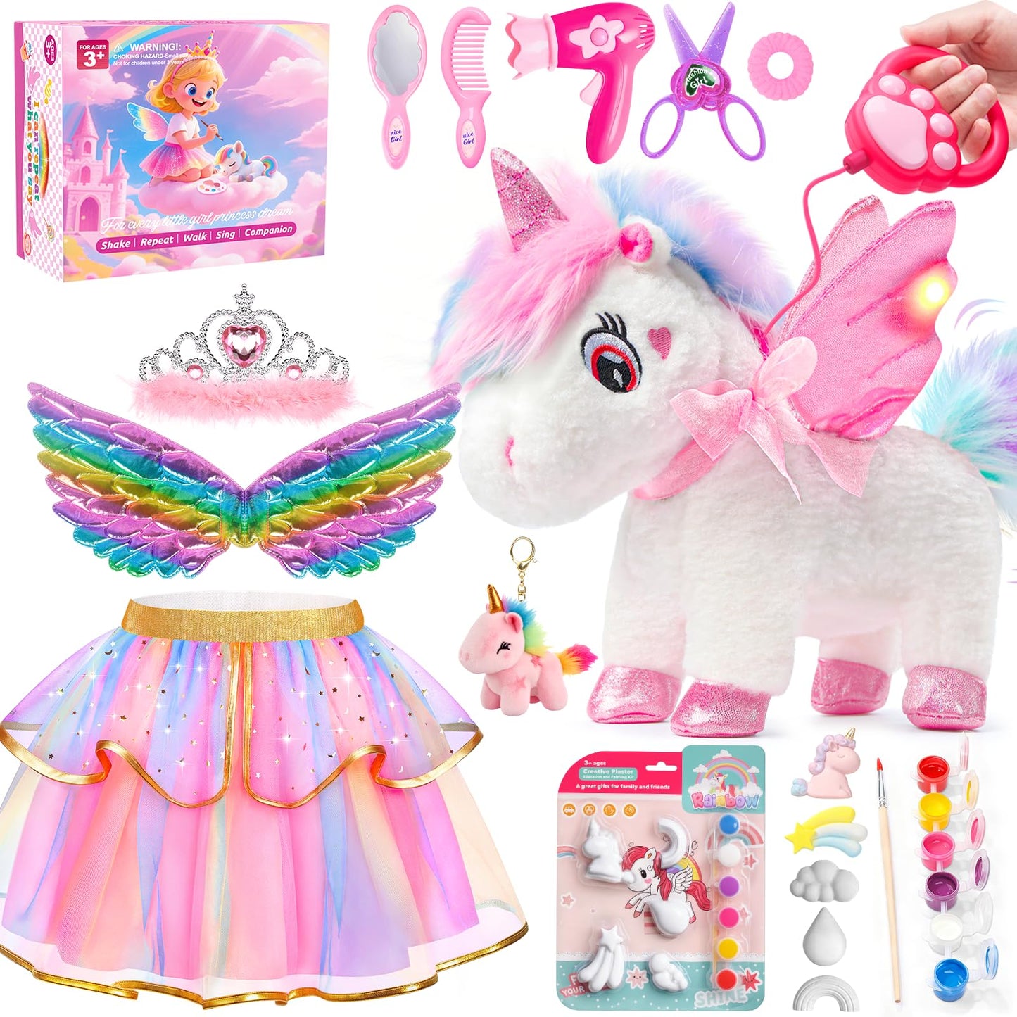 Jeowoqao Unicorn Toys for Girls 4-6 — Interactive Walking, Singing Plush with Painting Kit
