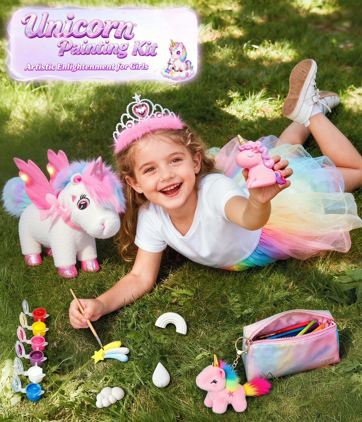 Jeowoqao Unicorn Toys for Girls 4-6 — Interactive Walking, Singing Plush with Painting Kit