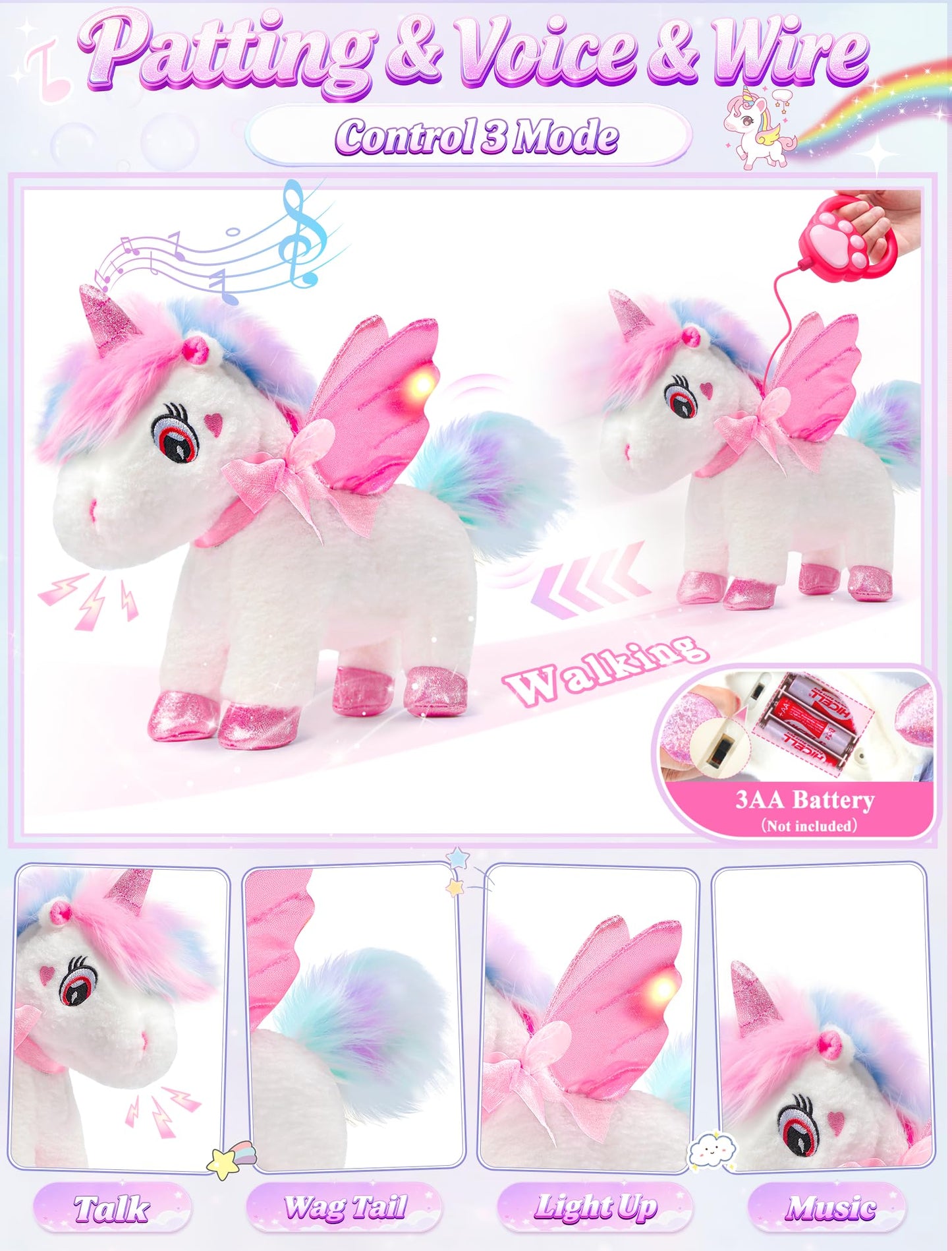 Jeowoqao Unicorn Toys for Girls 4-6 — Interactive Walking, Singing Plush with Painting Kit