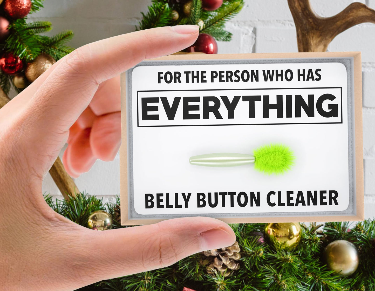 Jergrim Belly Button Lint Brush — Funny Gag Gift for Adults (Green/Kraft)