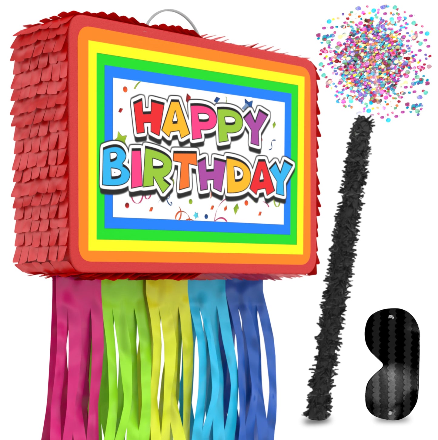 Jergrim Birthday Piñata 4-Piece Set – Colorful 16x10x3 in Party Decorations