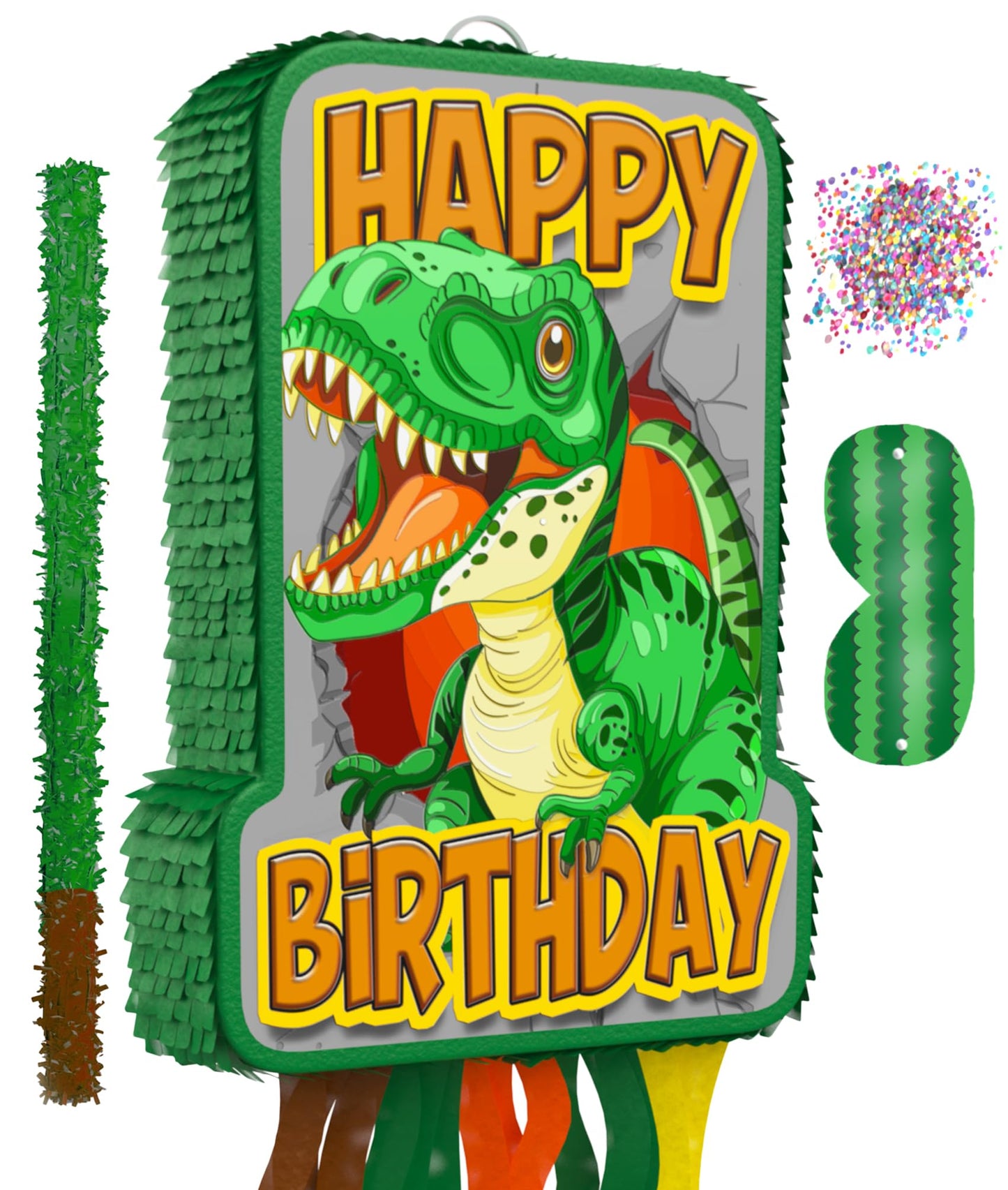 Jergrim Dinosaur Birthday Pinata – 4-Piece T-Rex Party Set for Dino Celebrations