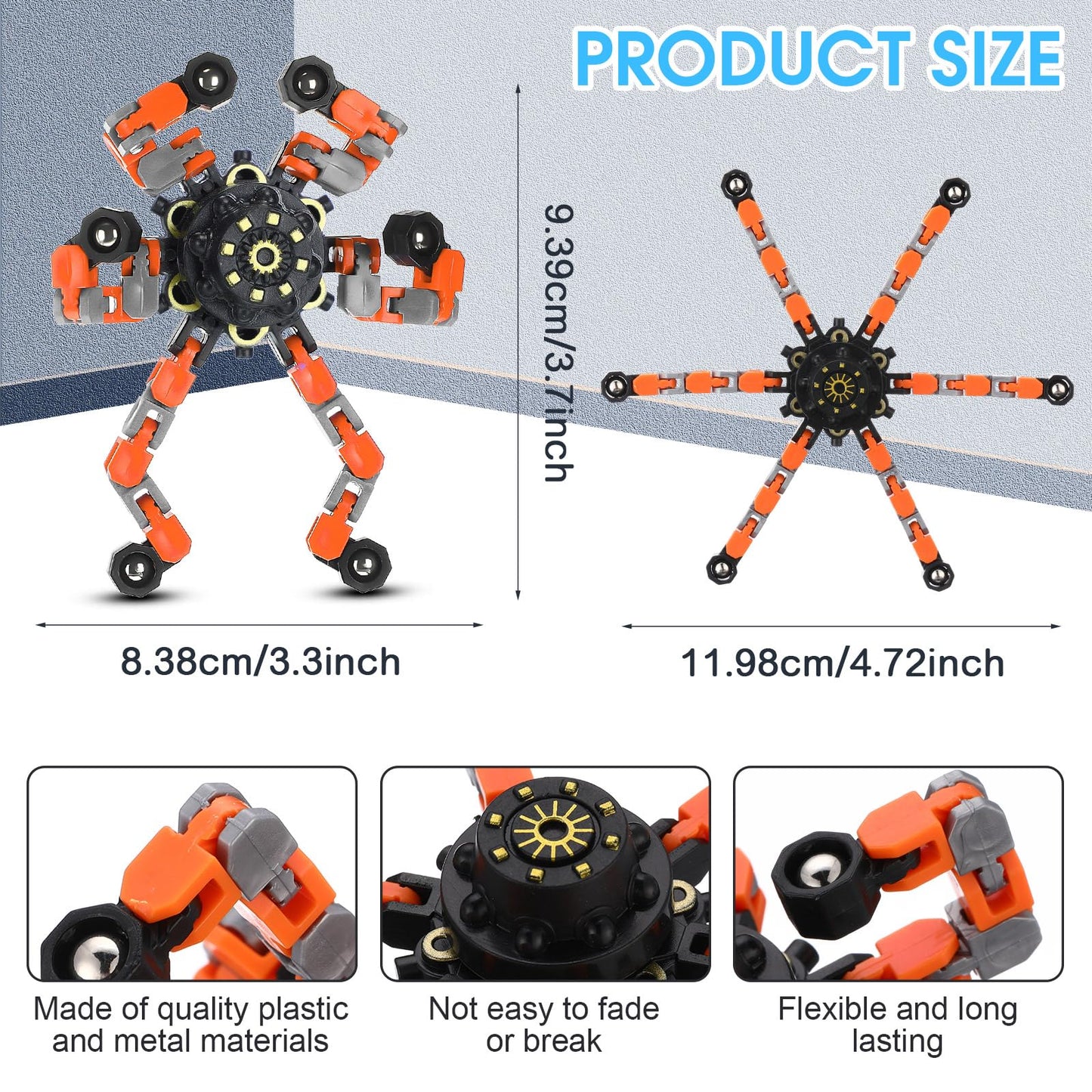 Jerify 40-Pack Transformable Chain Robot Fidget Toys – Sensory Spinners for Focus, Stress Relief, and DIY Fun