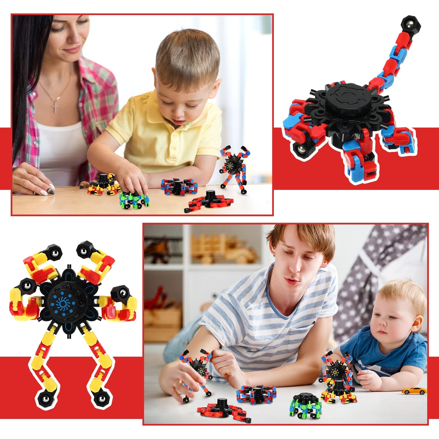 Jerify 40-Pack Funny Sensory Fidget Toy Transformable Chain Robot – Stress Relief & Fun