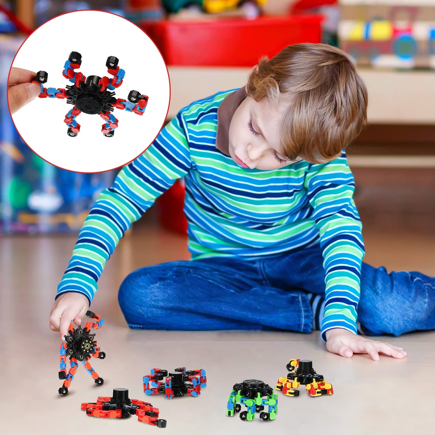 Jerify 40-Pack Funny Sensory Fidget Toy Transformable Chain Robot – Stress Relief & Fun