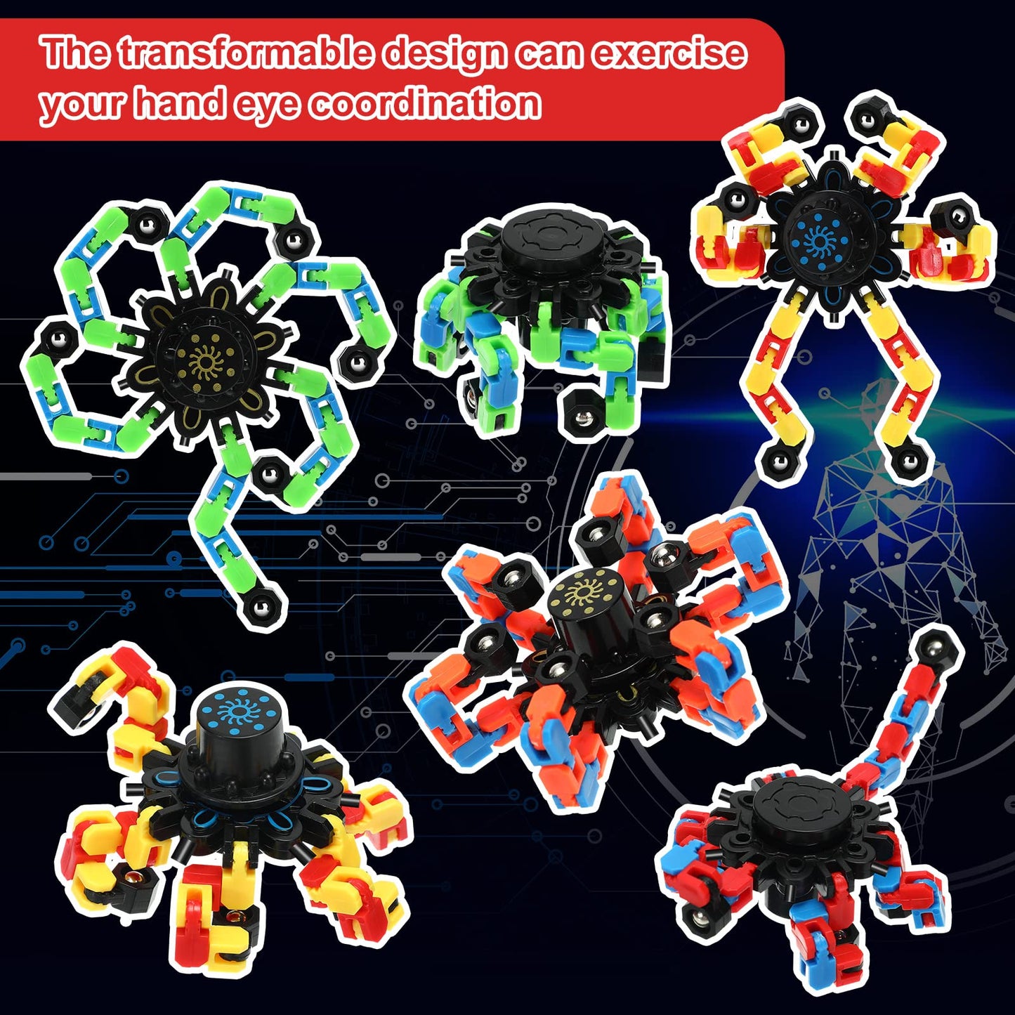 Jerify 40-Pack Funny Sensory Fidget Toy Transformable Chain Robot – Stress Relief & Fun