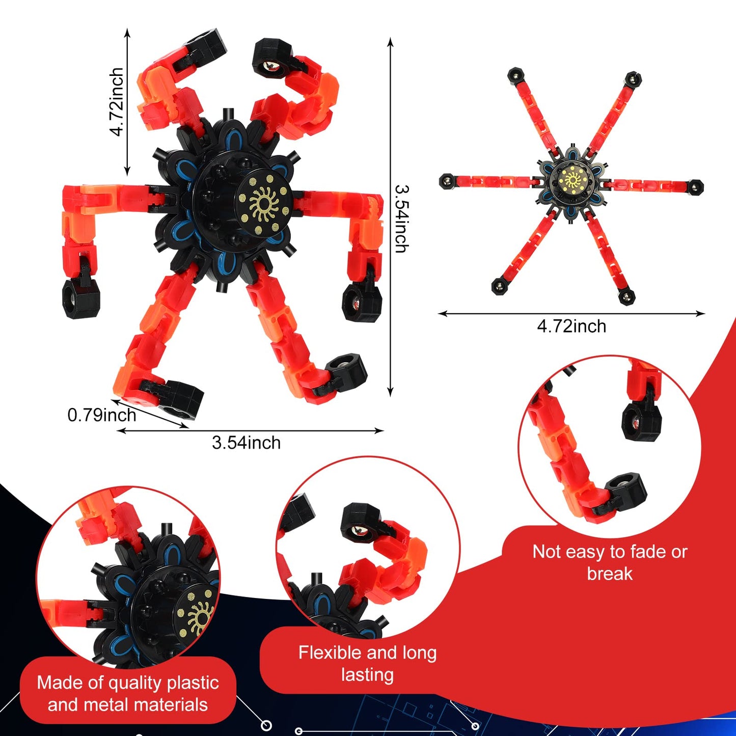 Jerify 40-Pack Funny Sensory Fidget Toy Transformable Chain Robot – Stress Relief & Fun
