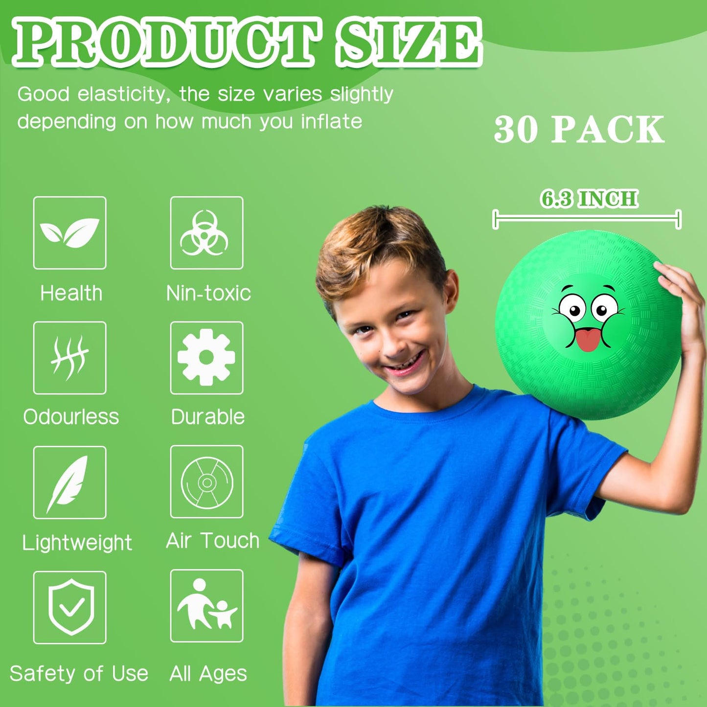 Jerify 30 Pcs 6.3-Inch Dodgeballs – Colorful Emotion Playground Balls for Indoor & Outdoor Games
