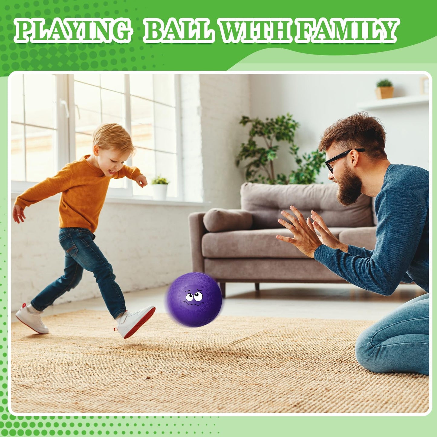 Jerify 30 Pcs 6.3-Inch Dodgeballs – Colorful Emotion Playground Balls for Indoor & Outdoor Games