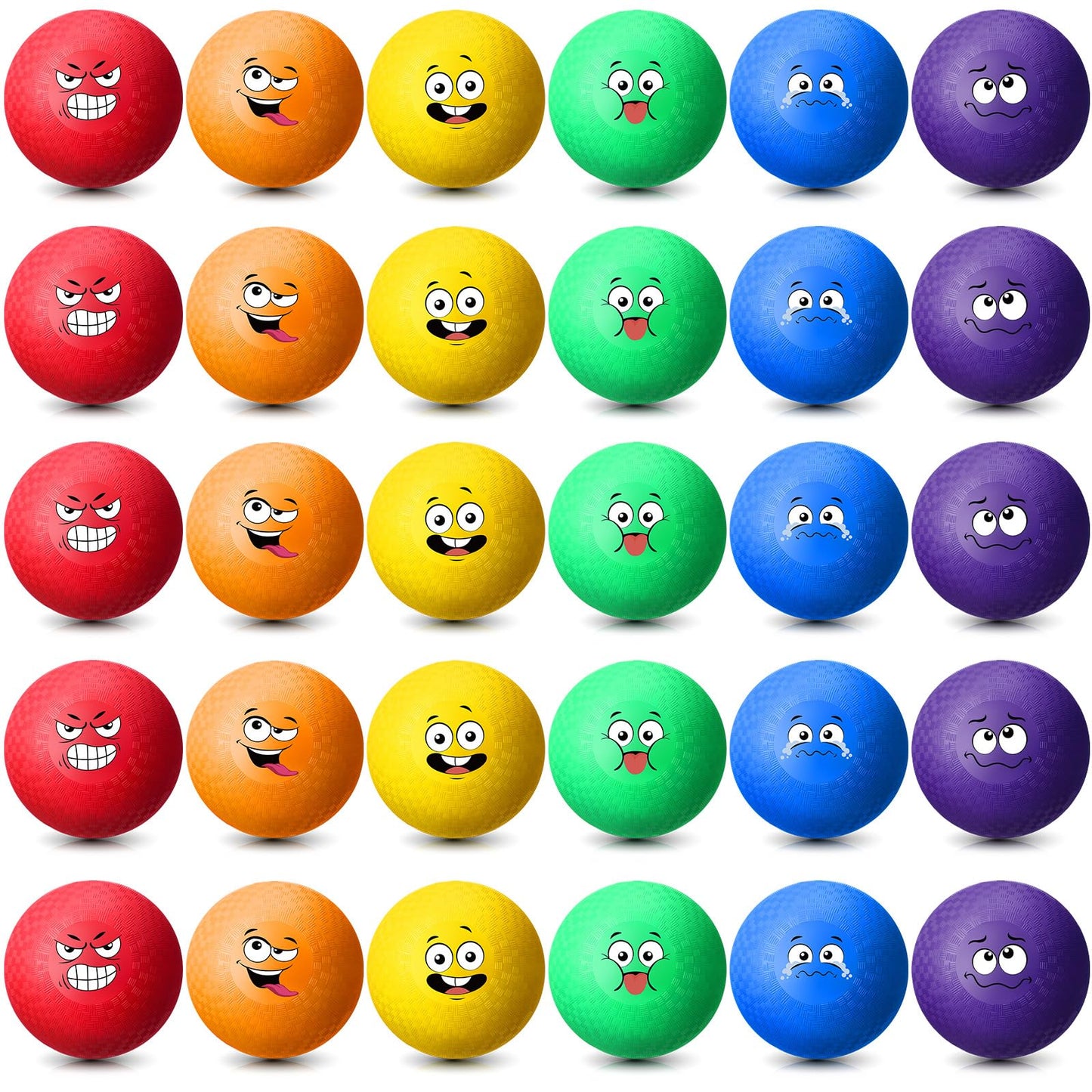 Jerify 30 Pcs 6.3-Inch Dodgeballs – Colorful Emotion Playground Balls for Indoor & Outdoor Games